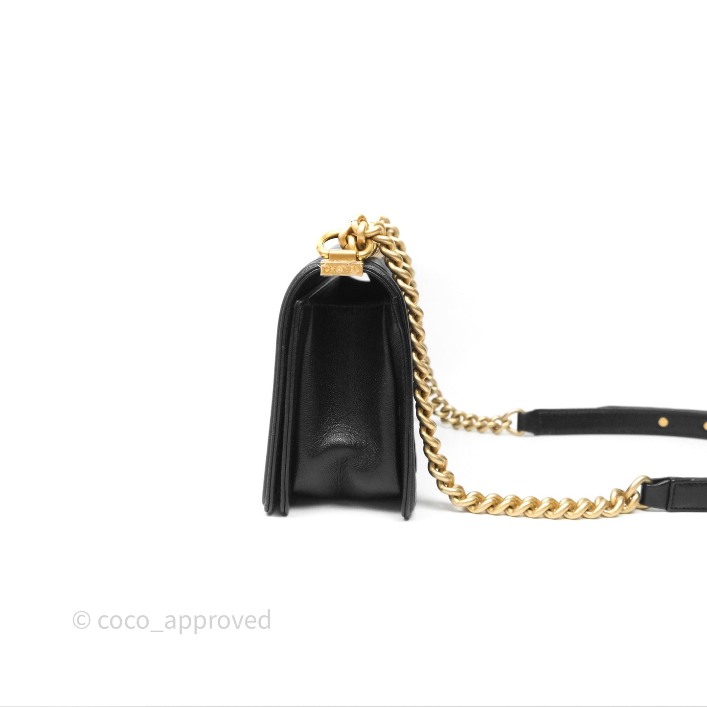 Chanel Medium Boy Chevron Black Caviar Aged Gold Hardware