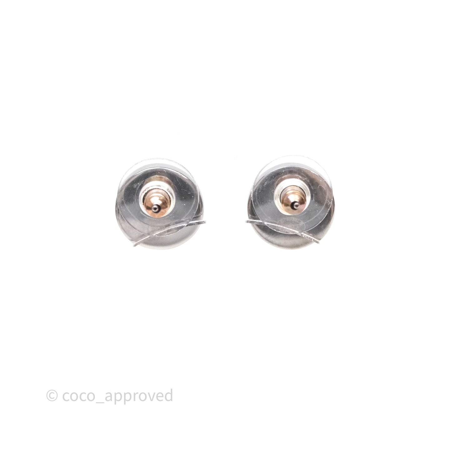 Chanel CC Crystal Round Earrings Silver Tone 21A