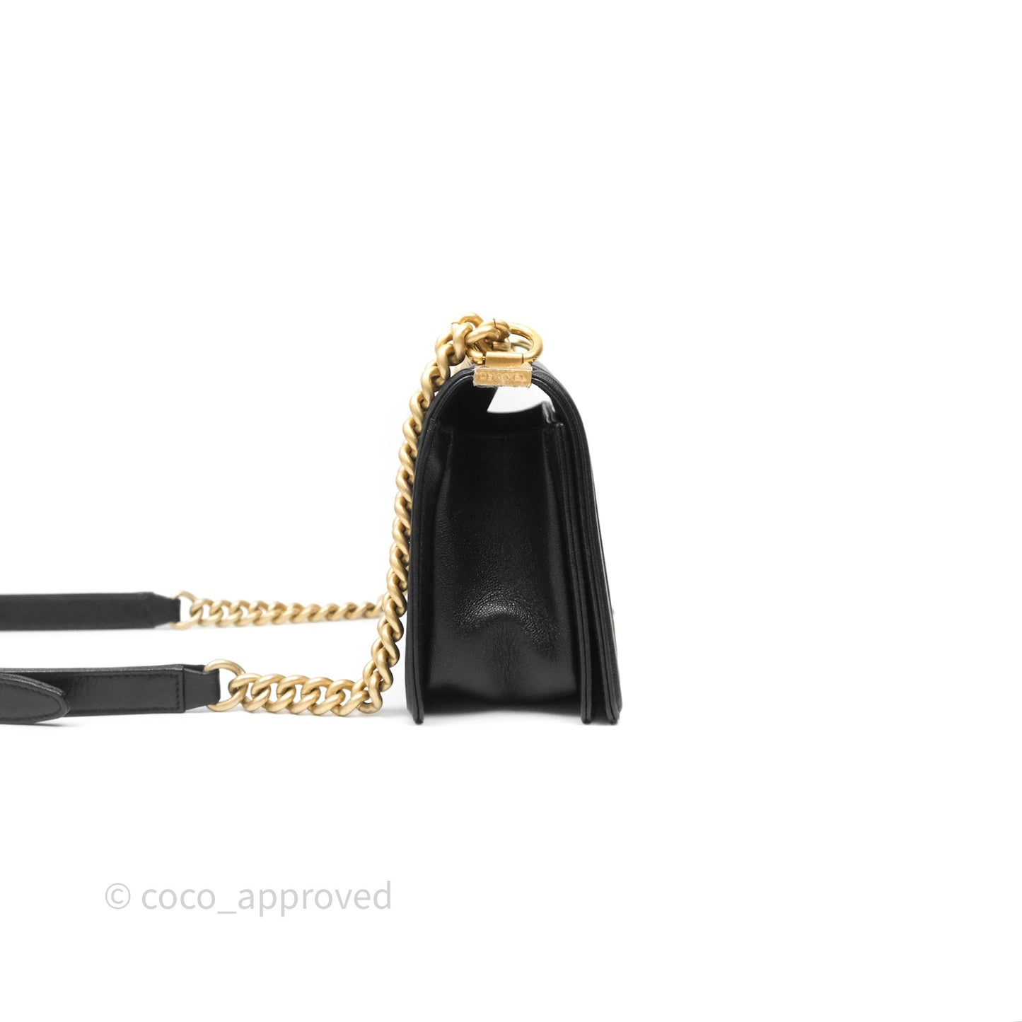 Chanel Medium Boy Chevron Black Caviar Aged Gold Hardware