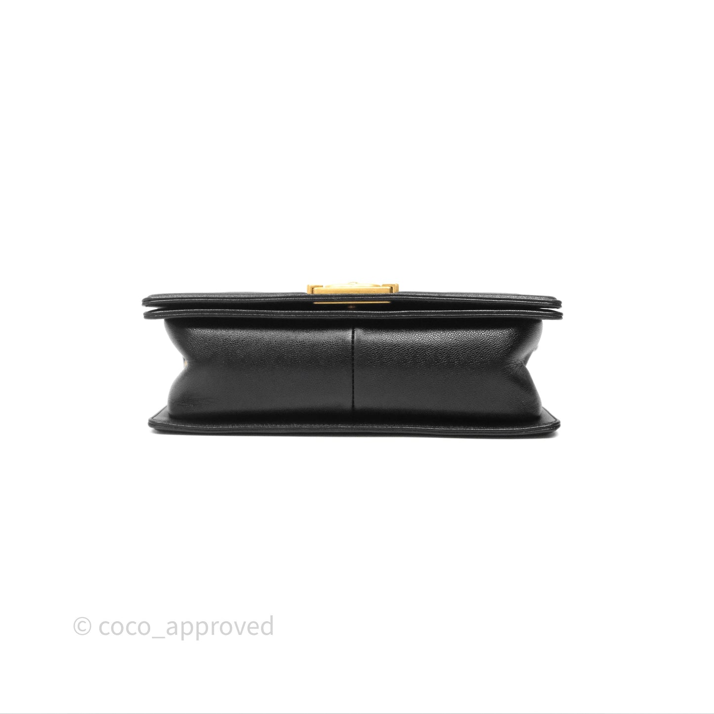 Chanel Medium Boy Chevron Black Caviar Aged Gold Hardware