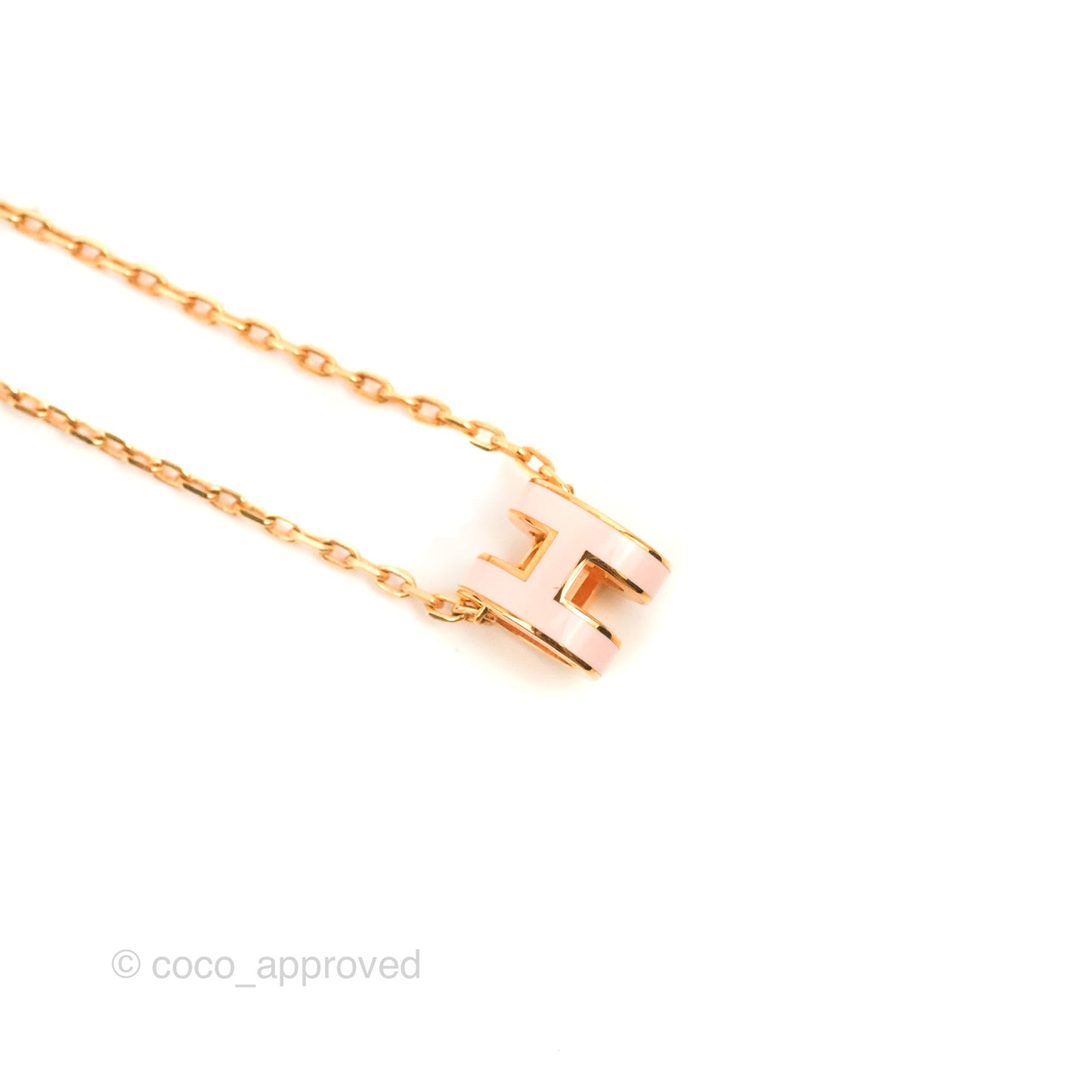 Hermès Mini Pop H Rose Dragee Pendant Necklace Rose Gold Hardware