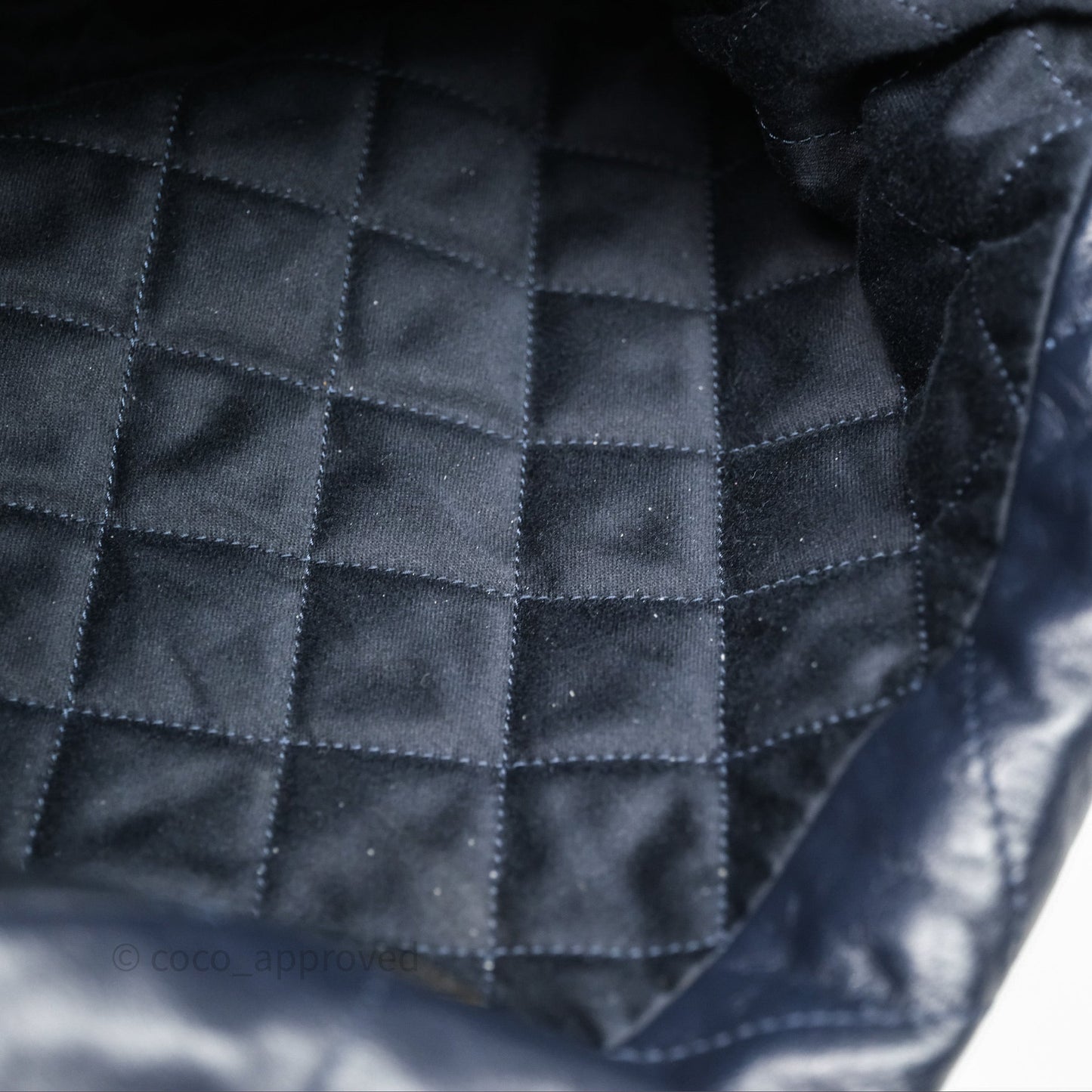 Chanel 22 Small Navy Shiny Calfskin Aged Gold Hardware