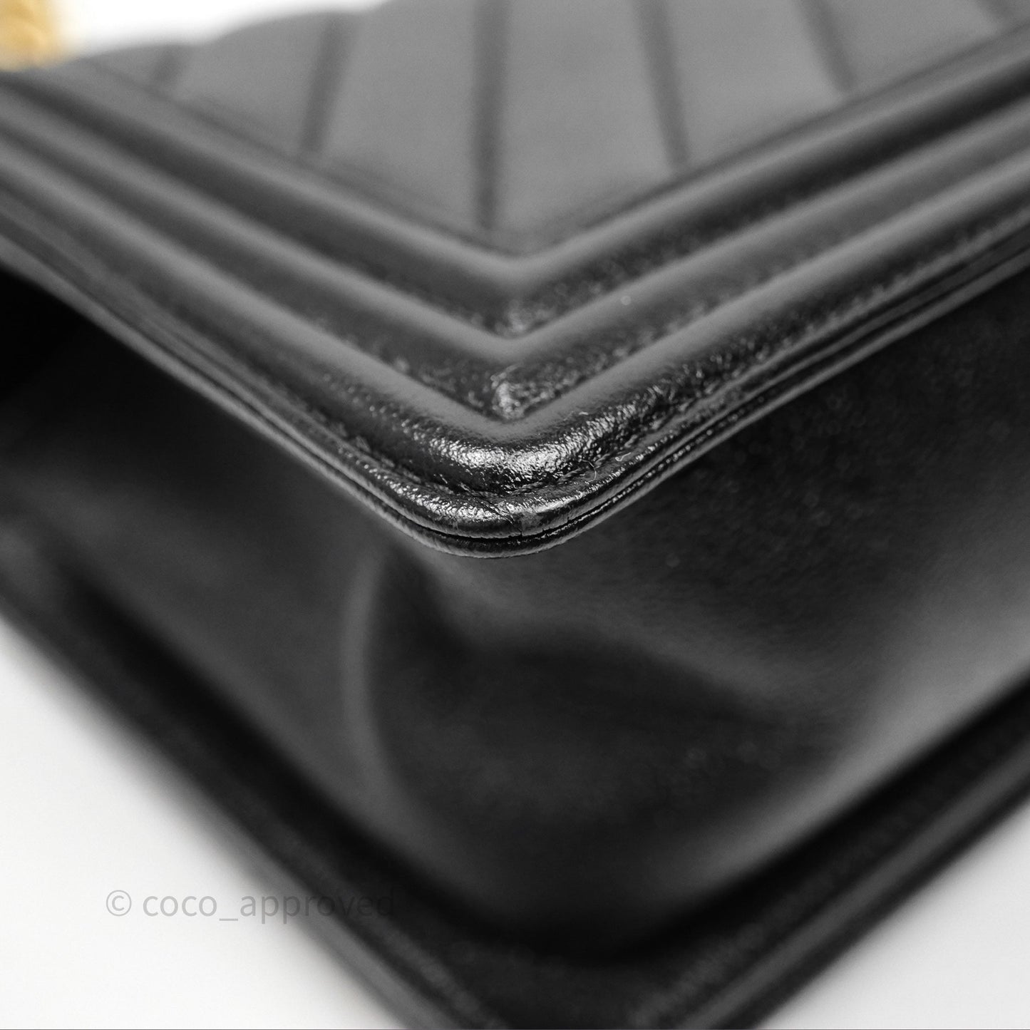 Chanel Medium Boy Chevron Black Caviar Aged Gold Hardware