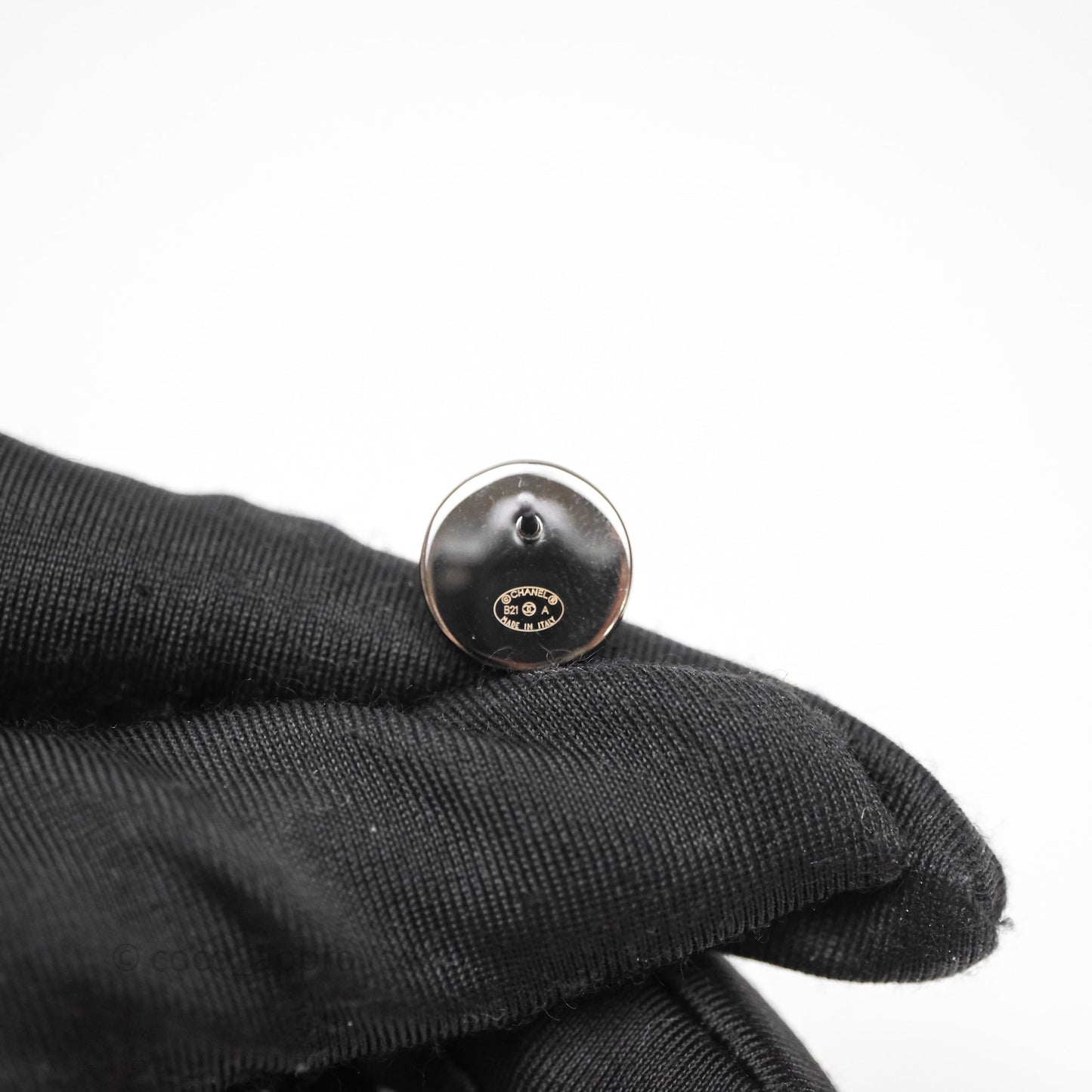 Chanel CC Crystal Round Earrings Silver Tone 21A