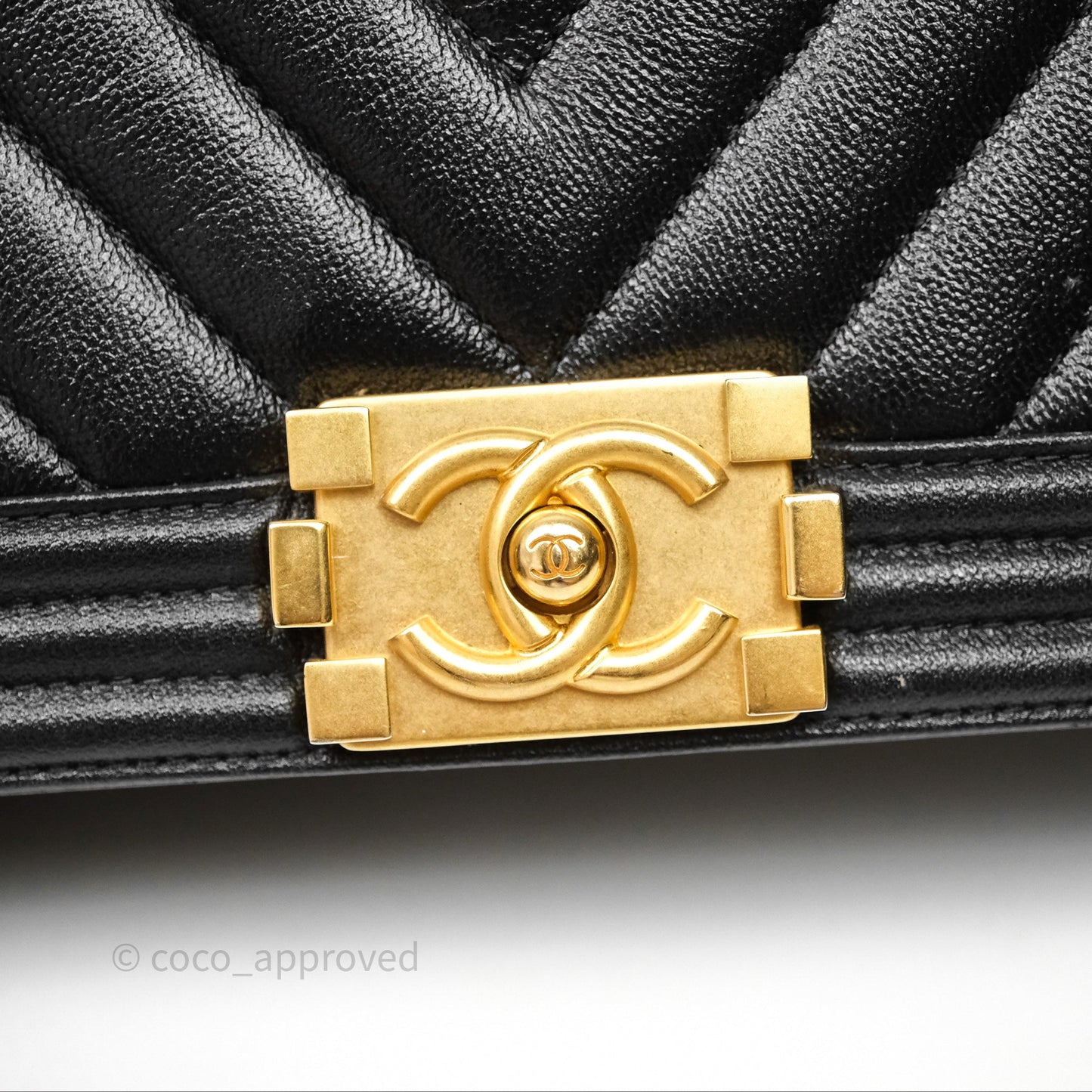 Chanel Medium Boy Chevron Black Caviar Aged Gold Hardware