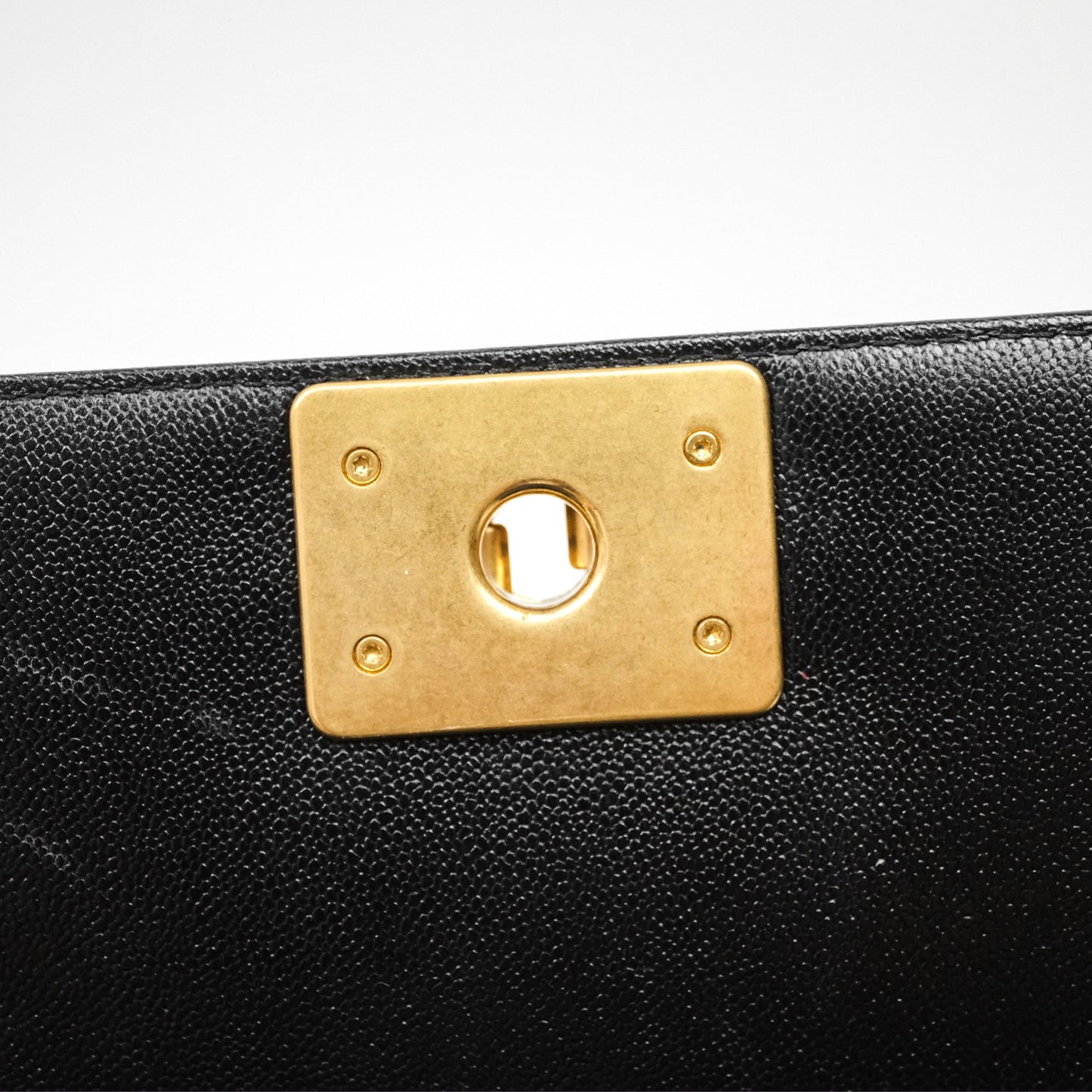 Chanel Medium Boy Chevron Black Caviar Aged Gold Hardware