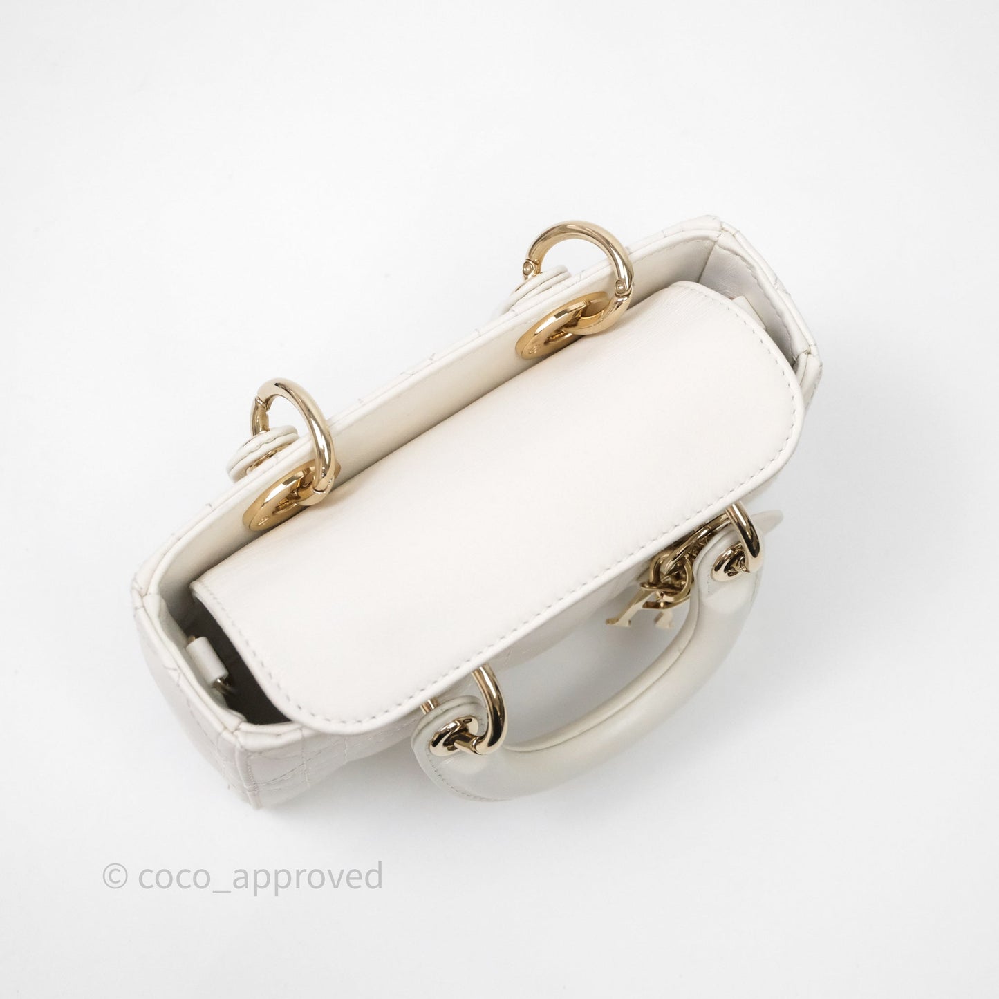 Christian Dior Micro Lady D-Joy Bag Latte Cannage Lambskin Gold Hardware