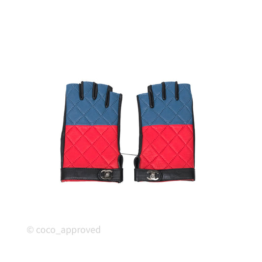 Chanel Quilted CC Turnlock Gloves Blue Red Black