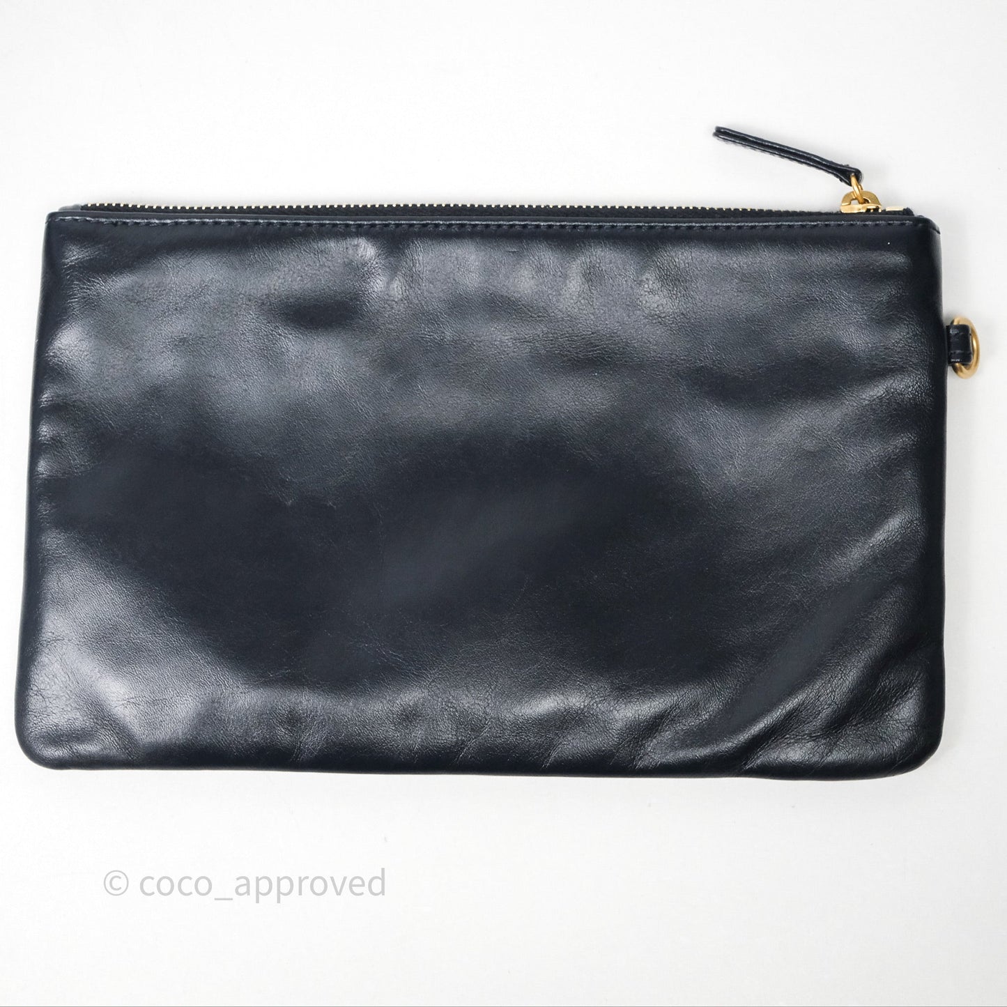 Chanel 22 Small Navy Shiny Calfskin Aged Gold Hardware