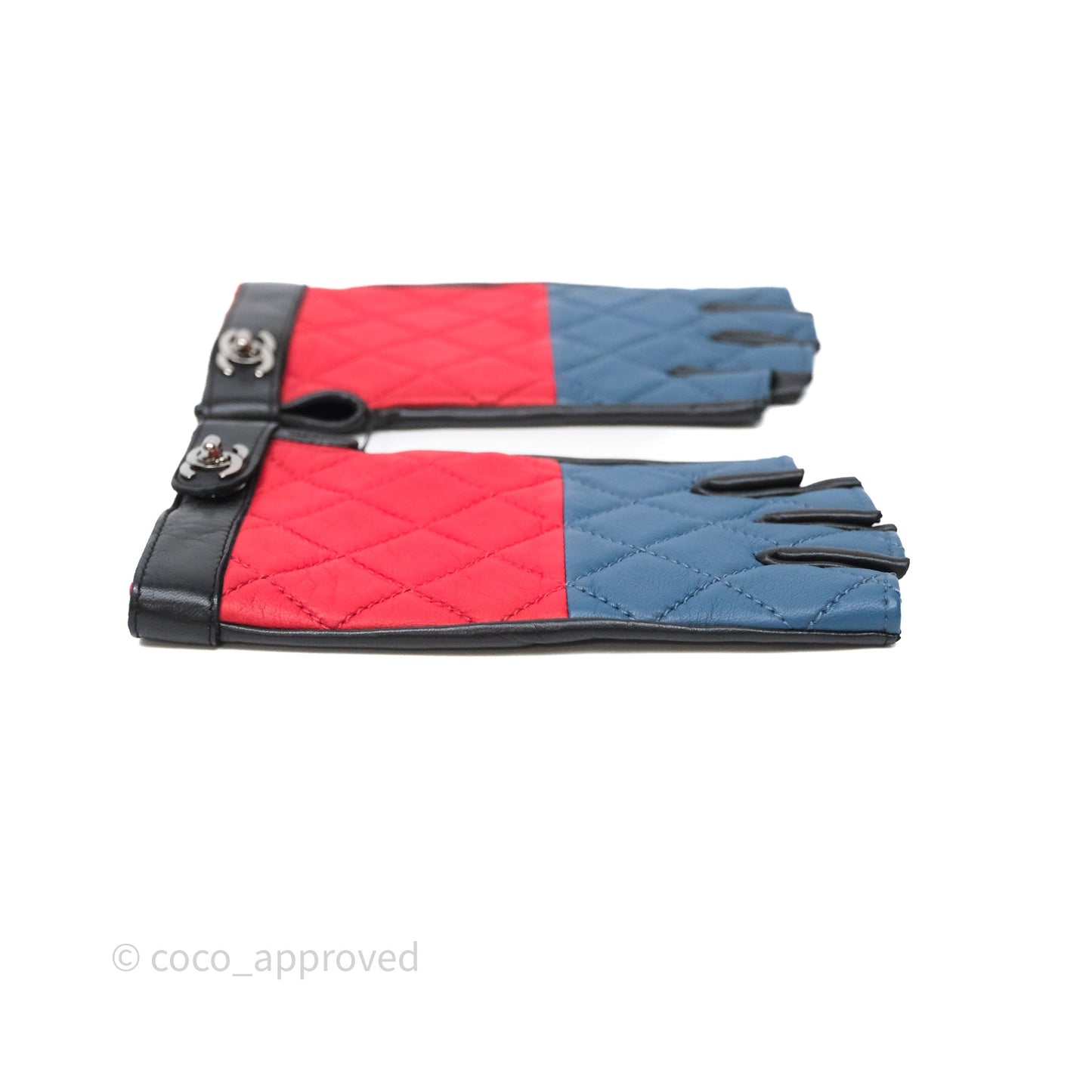 Chanel Quilted CC Turnlock Gloves Blue Red Black