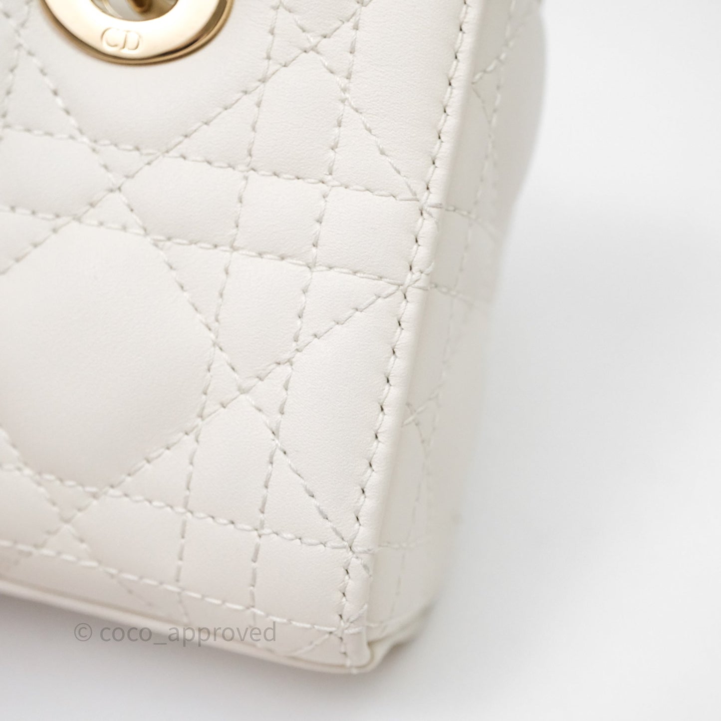 Christian Dior Micro Lady D-Joy Bag Latte Cannage Lambskin Gold Hardware