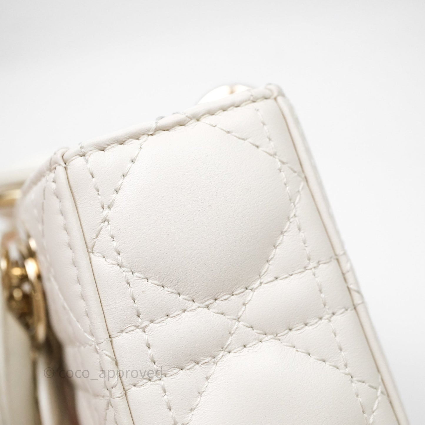 Christian Dior Micro Lady D-Joy Bag Latte Cannage Lambskin Gold Hardware