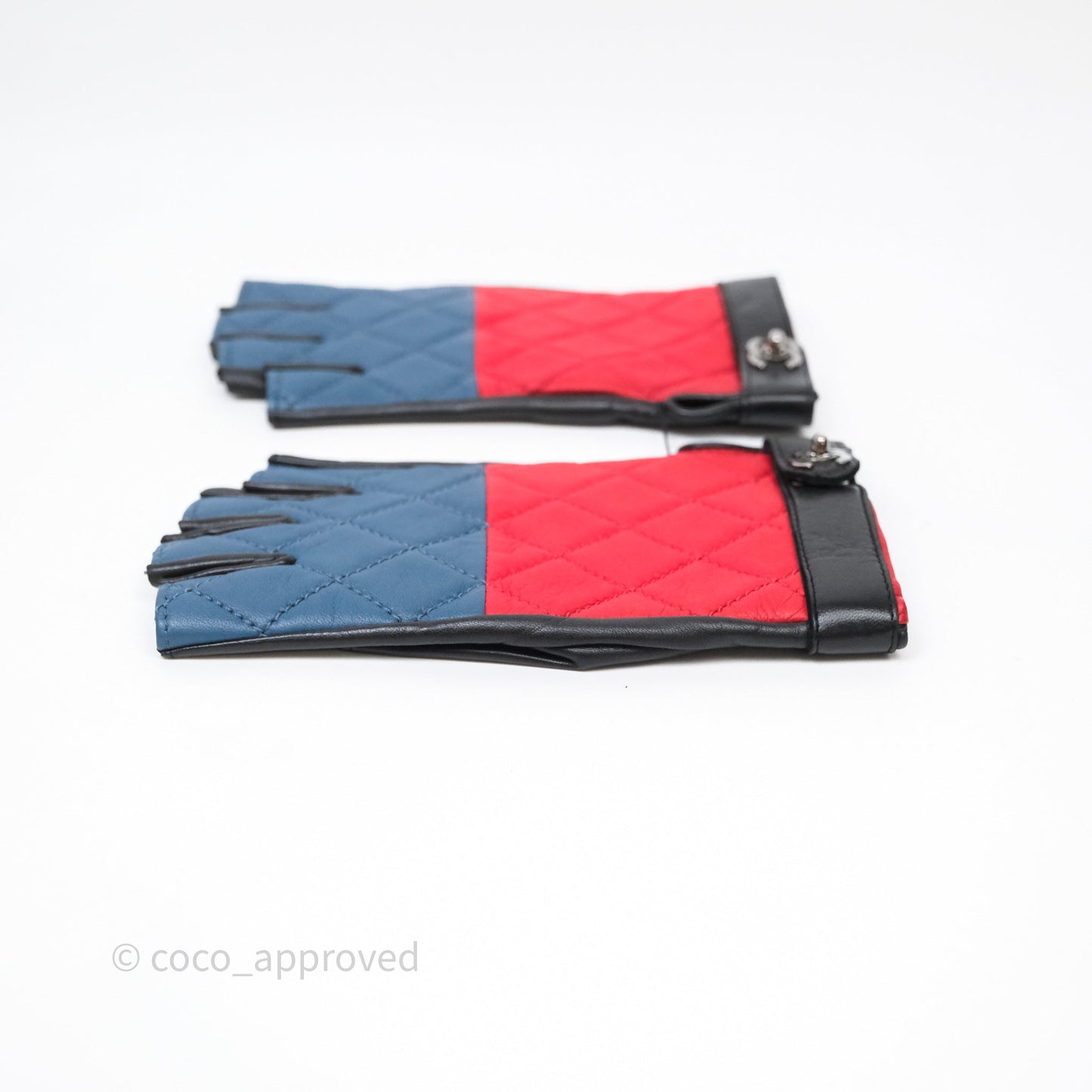 Chanel Quilted CC Turnlock Gloves Blue Red Black