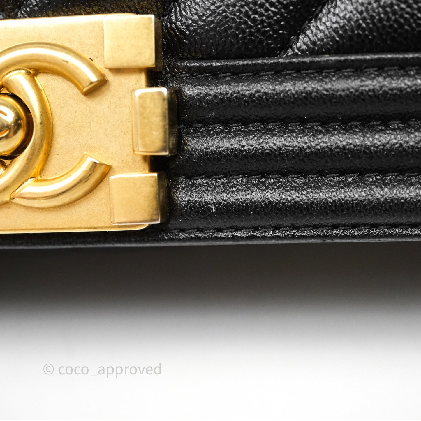 Chanel Medium Boy Chevron Black Caviar Aged Gold Hardware