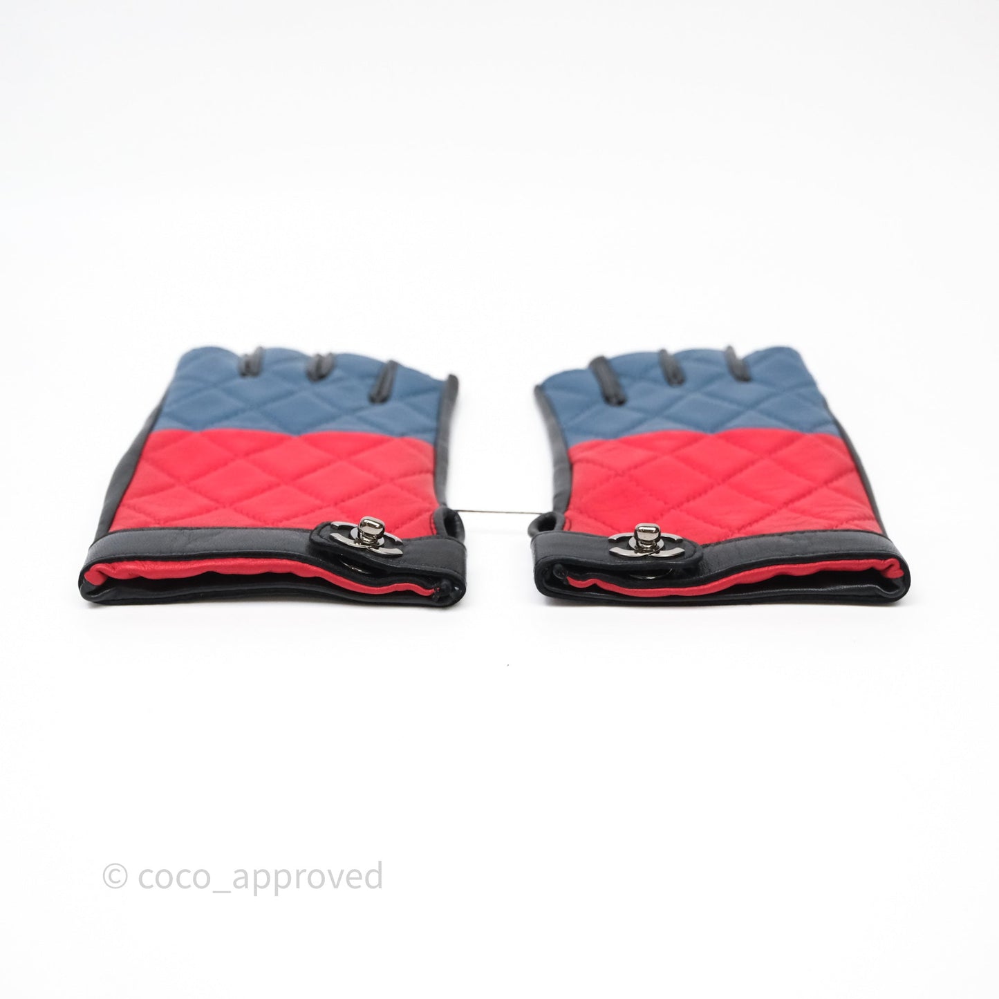 Chanel Quilted CC Turnlock Gloves Blue Red Black