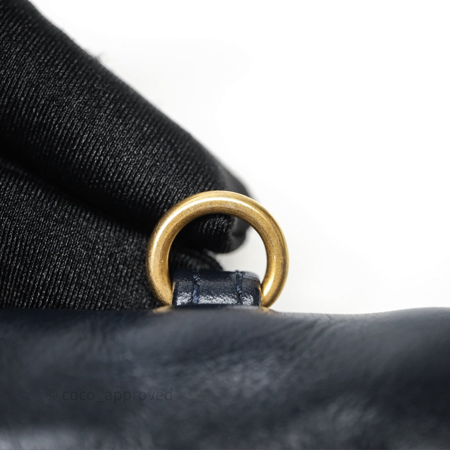 Chanel 22 Small Navy Shiny Calfskin Aged Gold Hardware