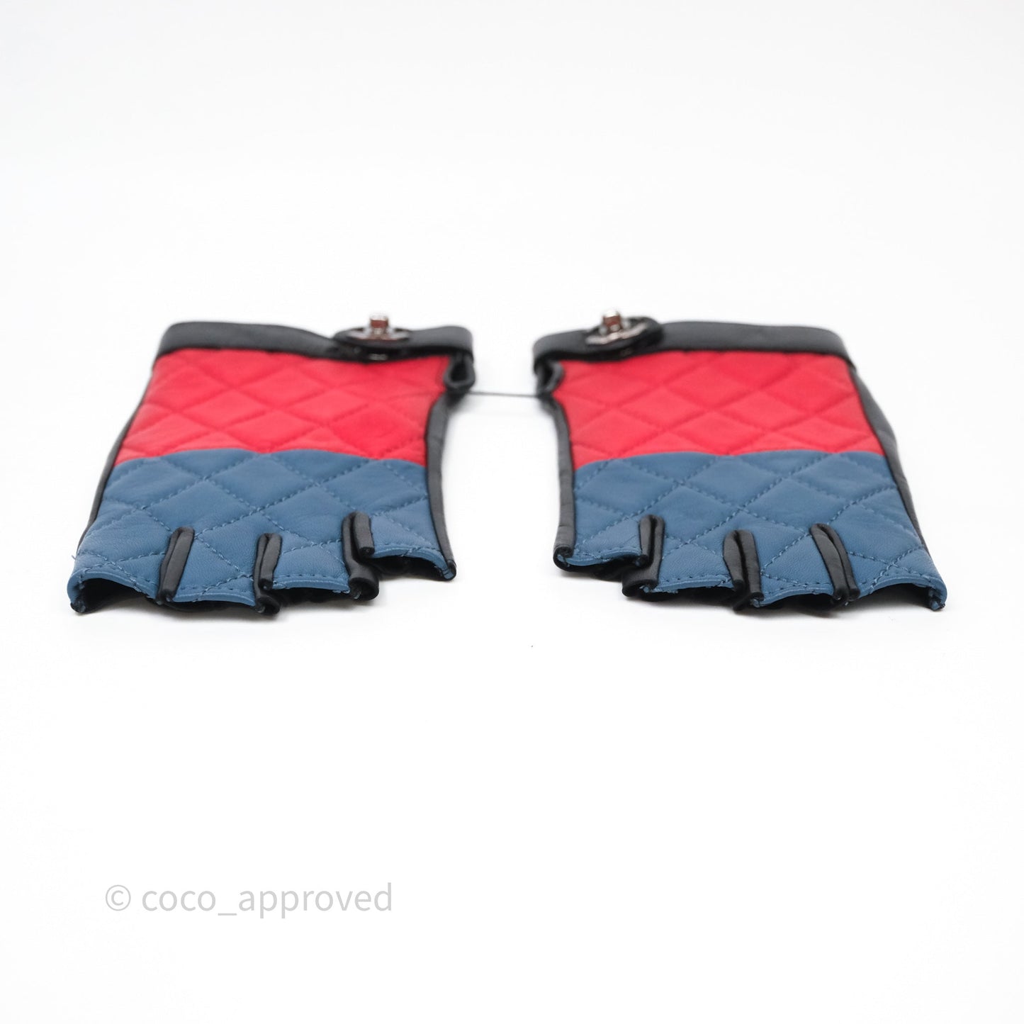 Chanel Quilted CC Turnlock Gloves Blue Red Black