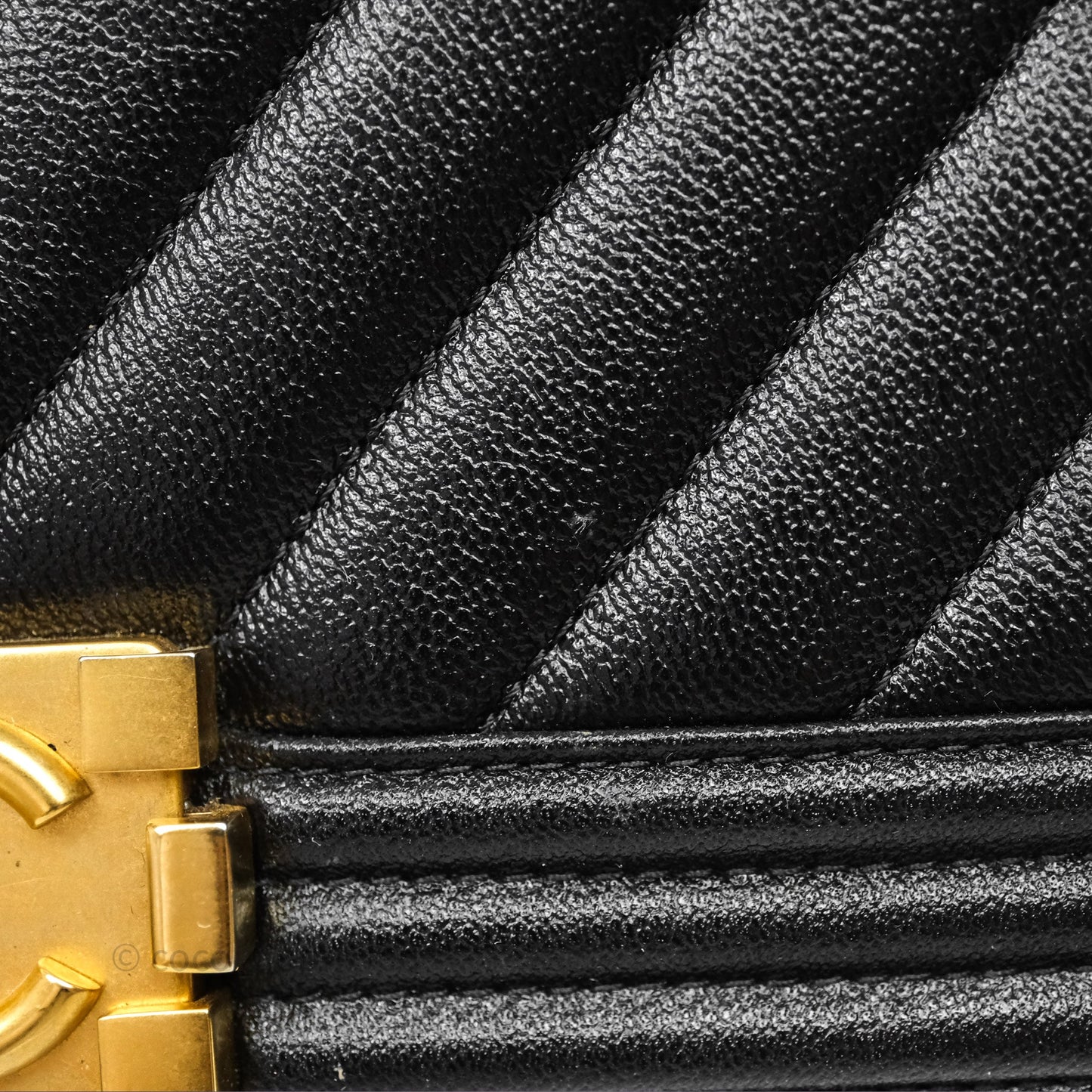 Chanel Medium Boy Chevron Black Caviar Aged Gold Hardware