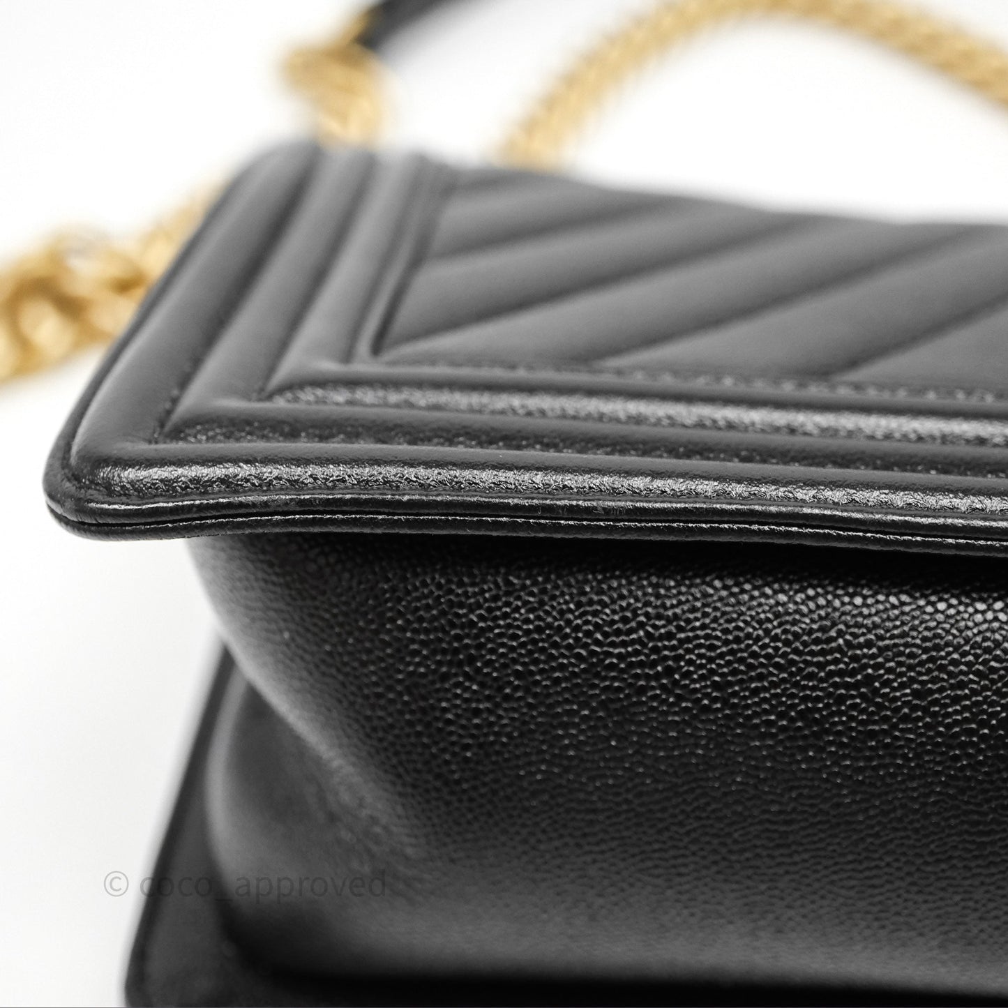 Chanel Medium Boy Chevron Black Caviar Aged Gold Hardware