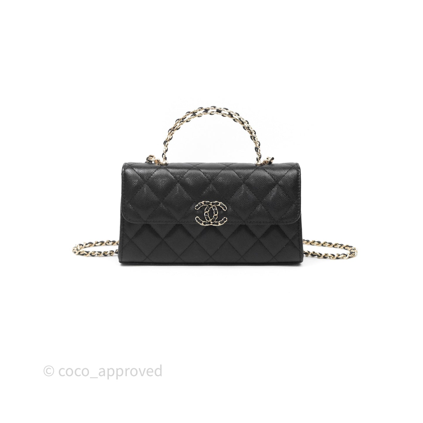 Chanel Clutch With Chain Black Caviar Gold Hardware