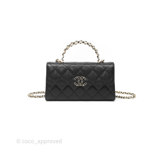 Chanel Clutch With Chain Black Caviar Gold Hardware