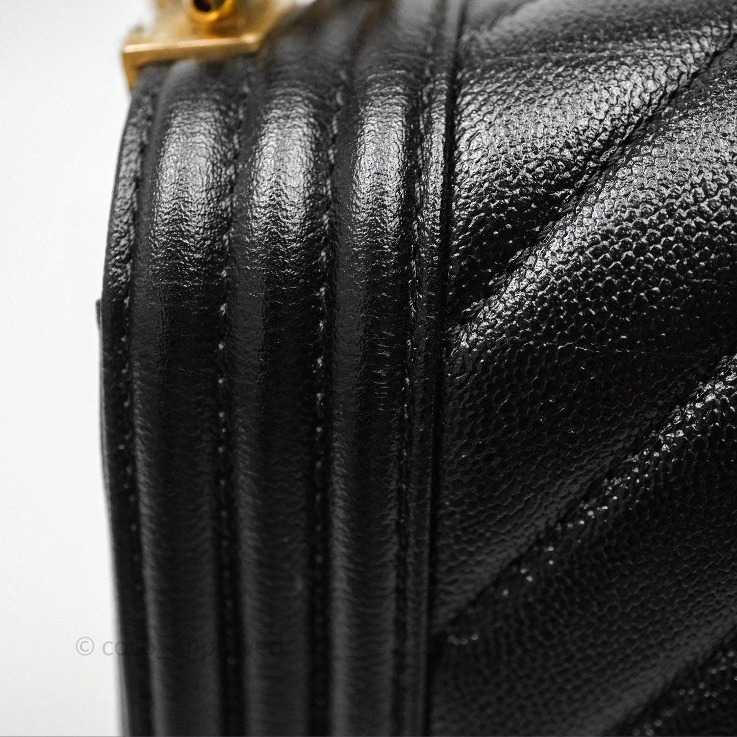 Chanel Medium Boy Chevron Black Caviar Aged Gold Hardware