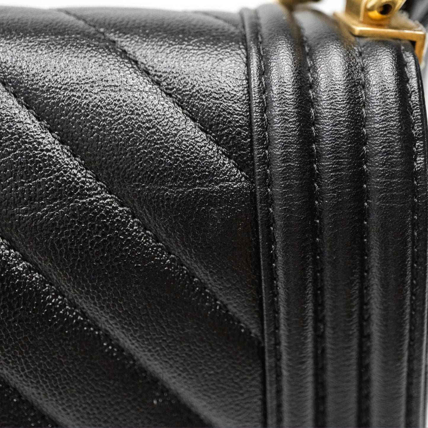 Chanel Medium Boy Chevron Black Caviar Aged Gold Hardware
