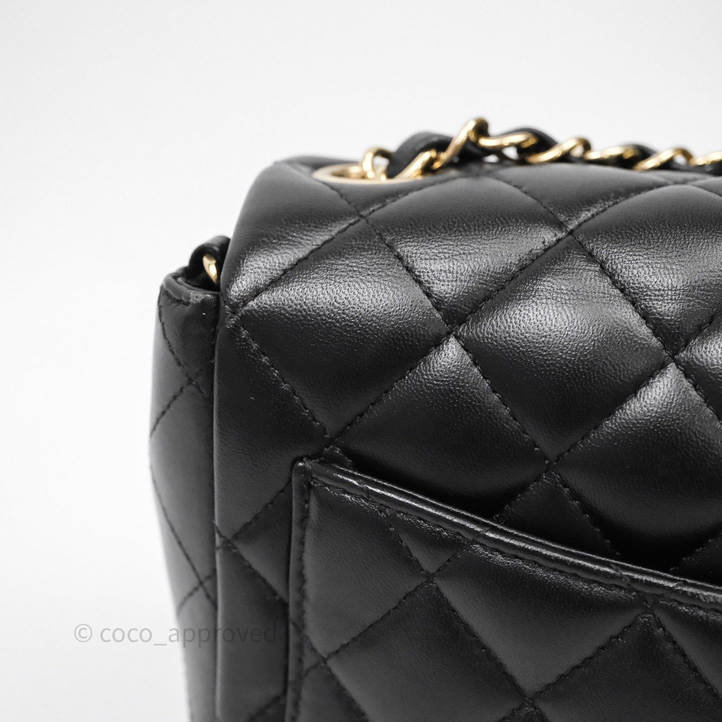 Chanel Mini Square Quilted Black Lambskin Gold Hardware