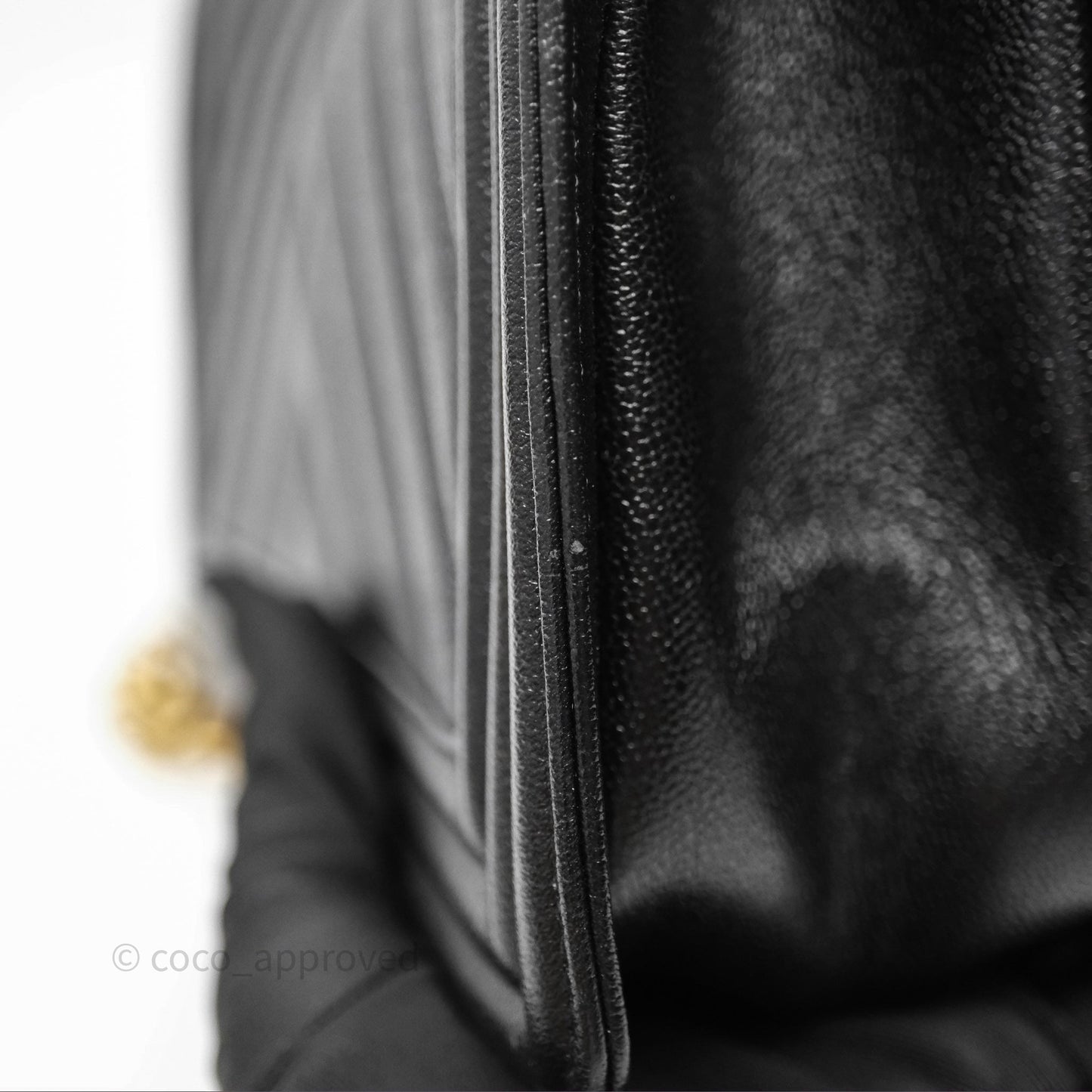 Chanel Medium Boy Chevron Black Caviar Aged Gold Hardware