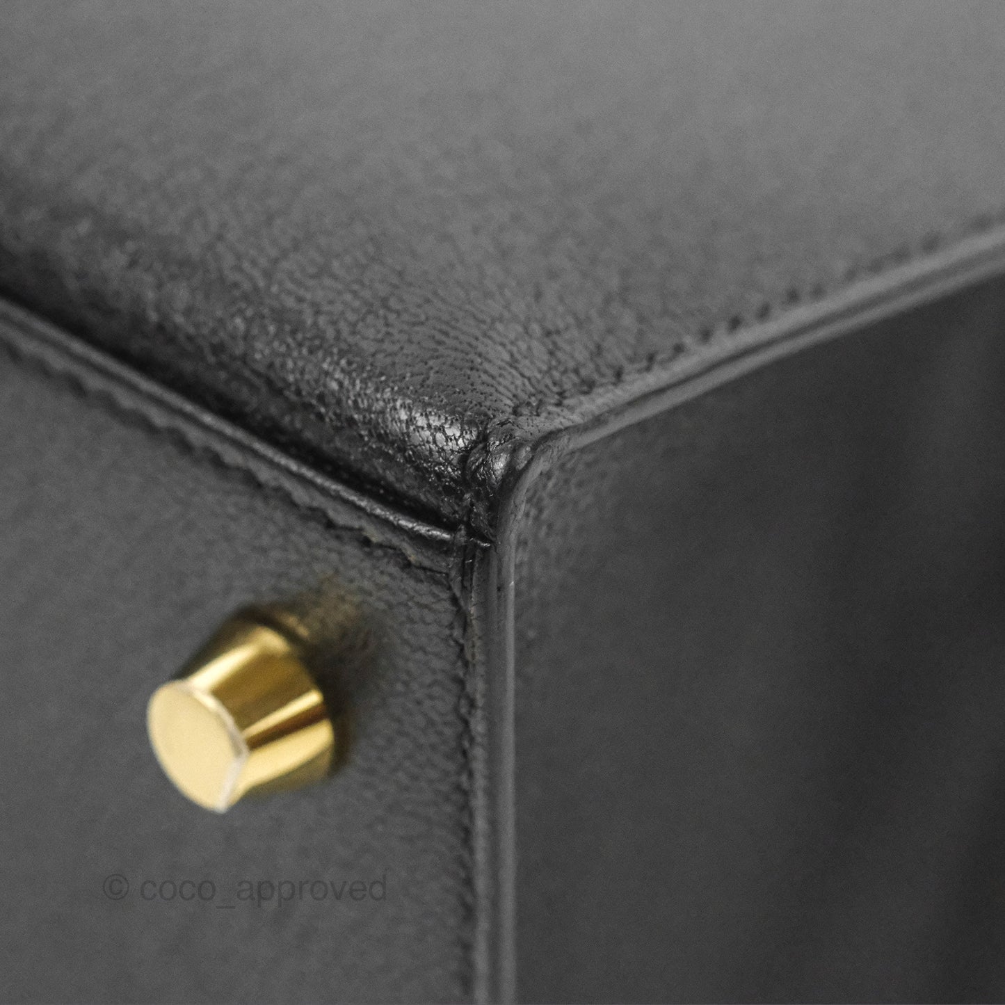 Hermes Kelly Sellier 25 Black Chevre Chamkila Gold Hardware