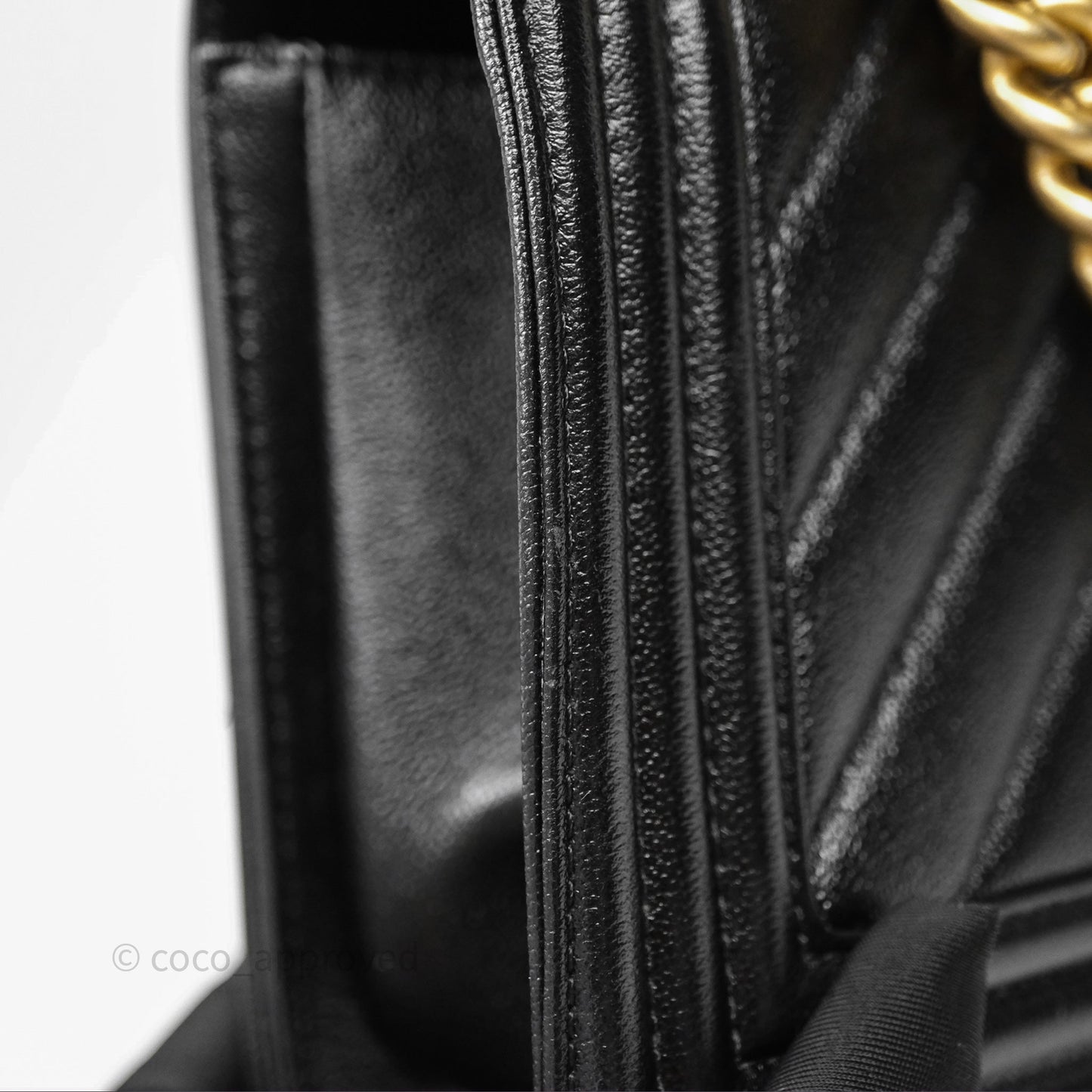Chanel Medium Boy Chevron Black Caviar Aged Gold Hardware