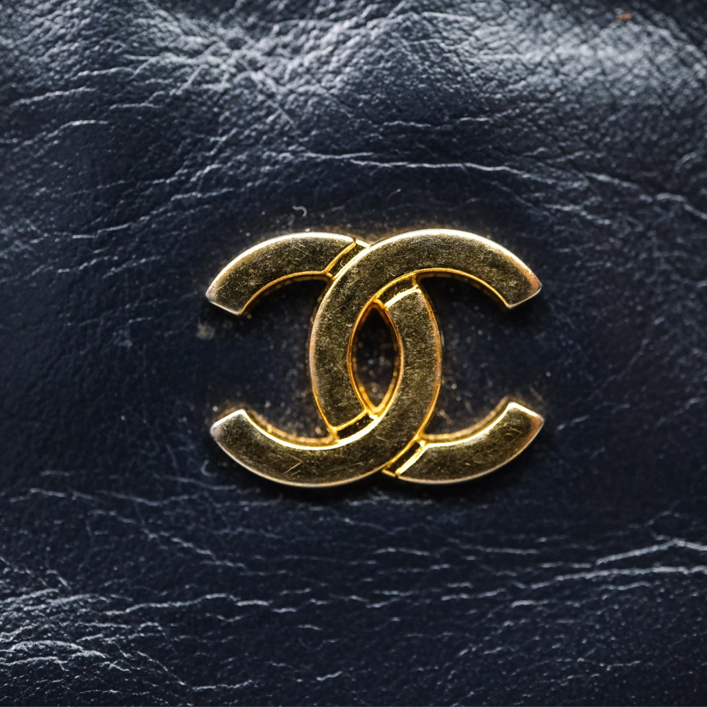Chanel 22 Small Navy Shiny Calfskin Aged Gold Hardware