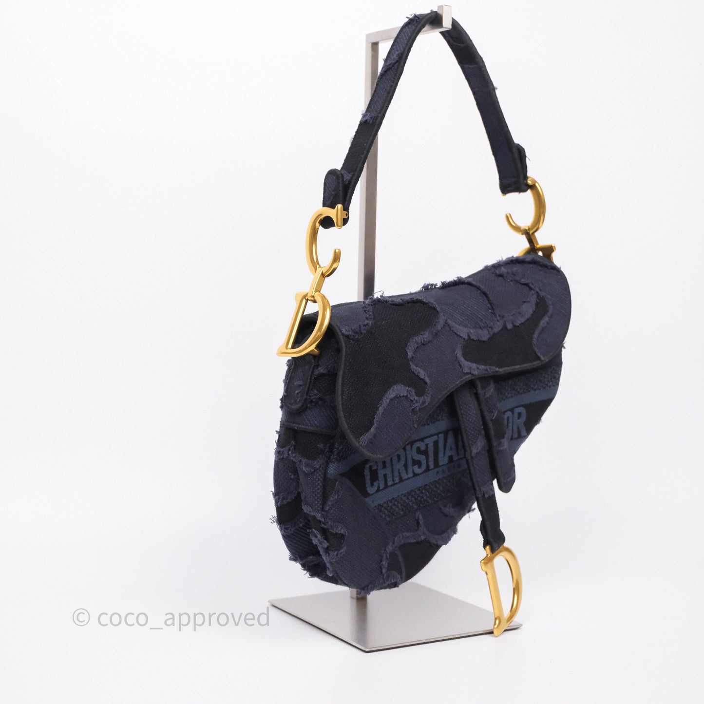 Christian Dior Saddle Navy Camouflage Canvas Embroidered