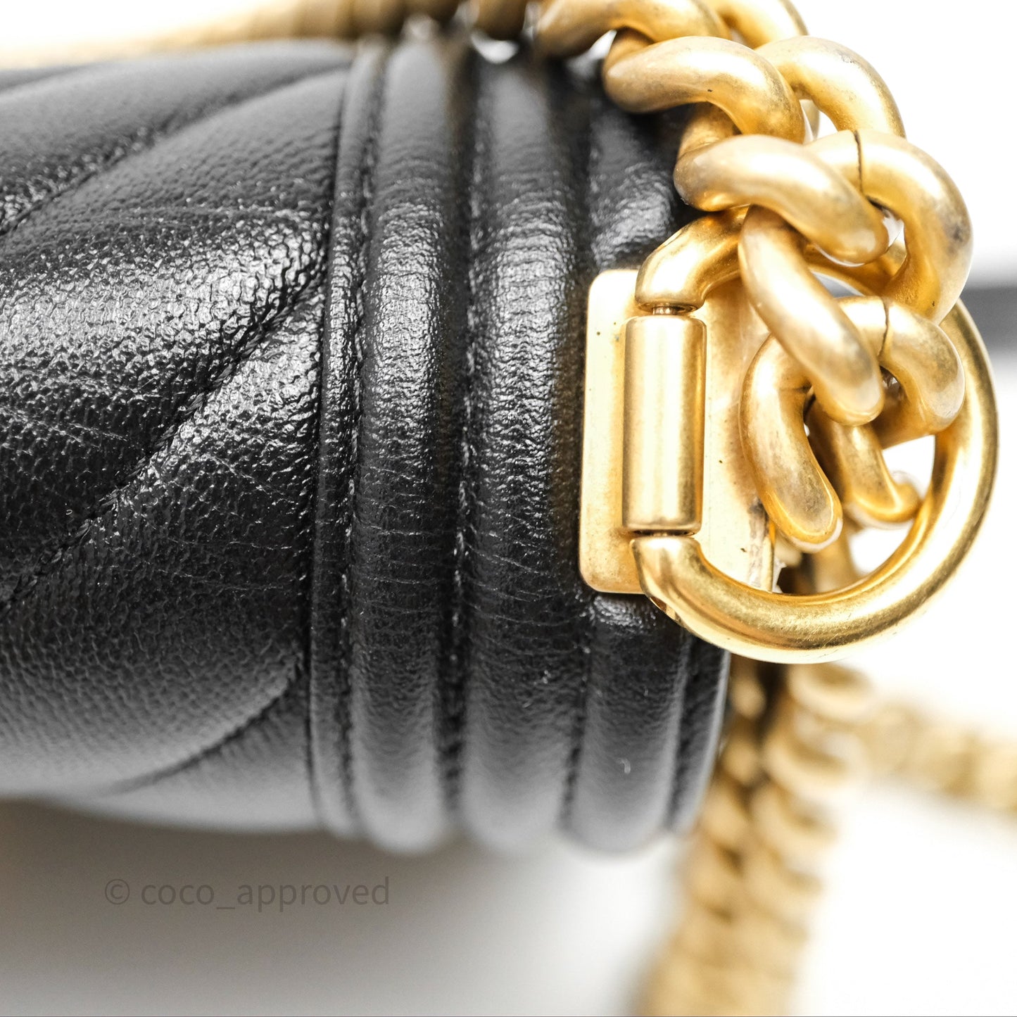 Chanel Medium Boy Chevron Black Caviar Aged Gold Hardware