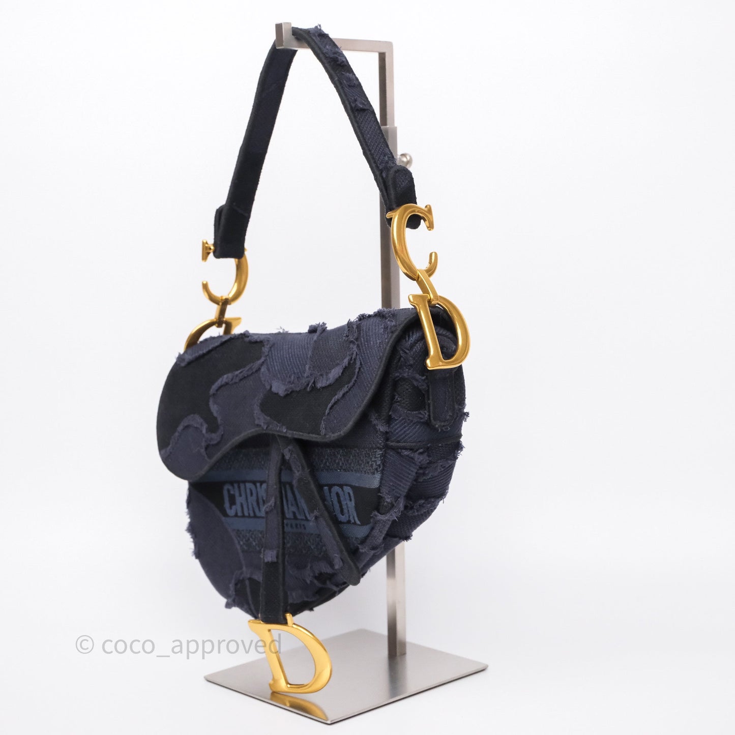 Christian Dior Saddle Navy Camouflage Canvas Embroidered