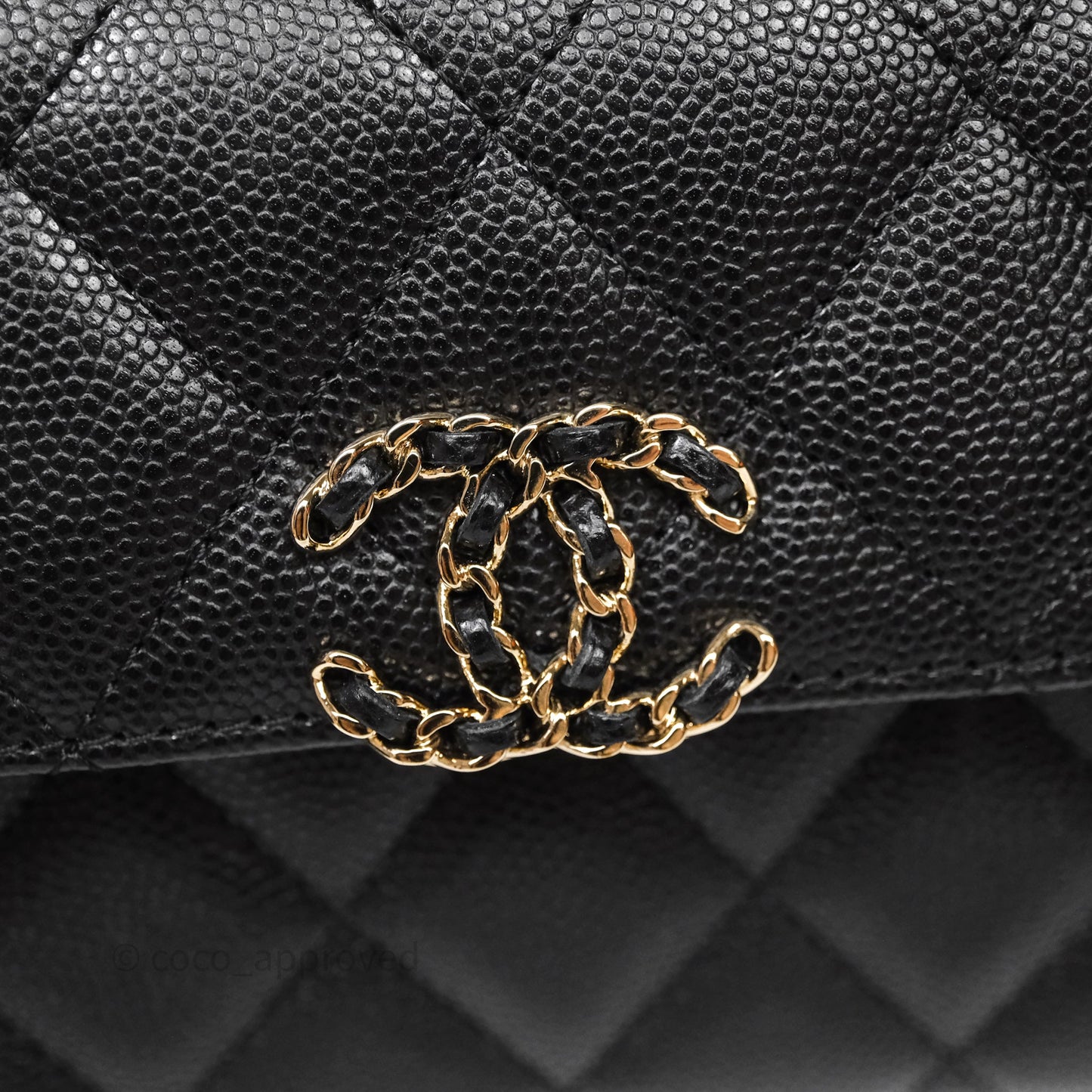 Chanel Clutch With Chain Black Caviar Gold Hardware