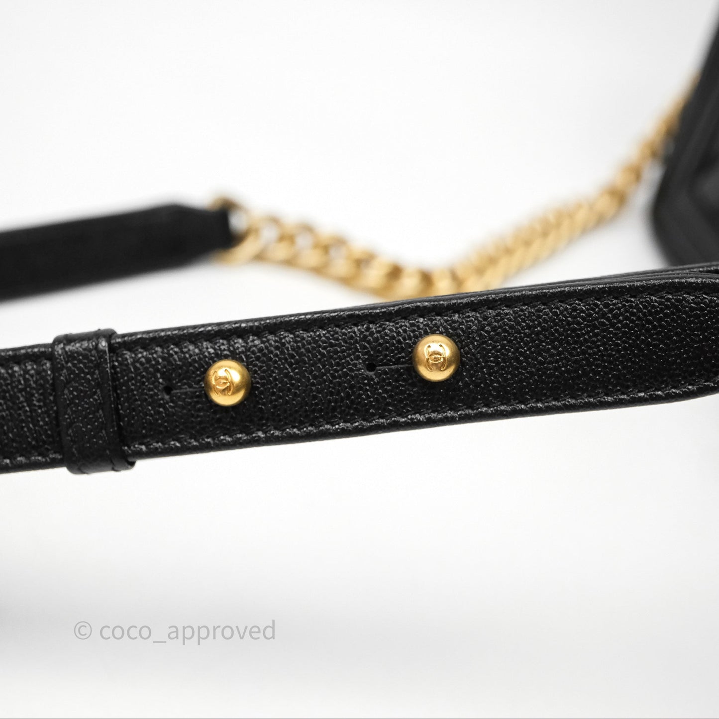 Chanel Medium Boy Chevron Black Caviar Aged Gold Hardware