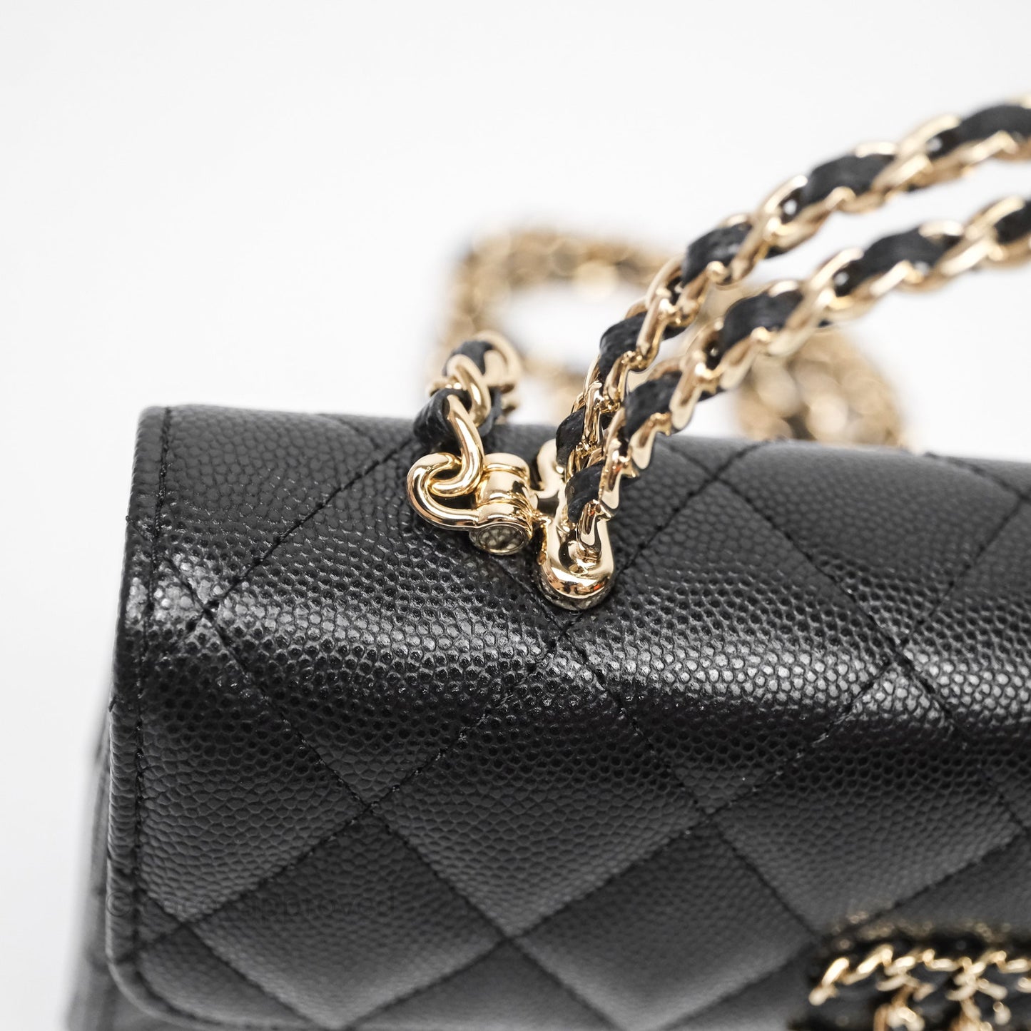 Chanel Clutch With Chain Black Caviar Gold Hardware