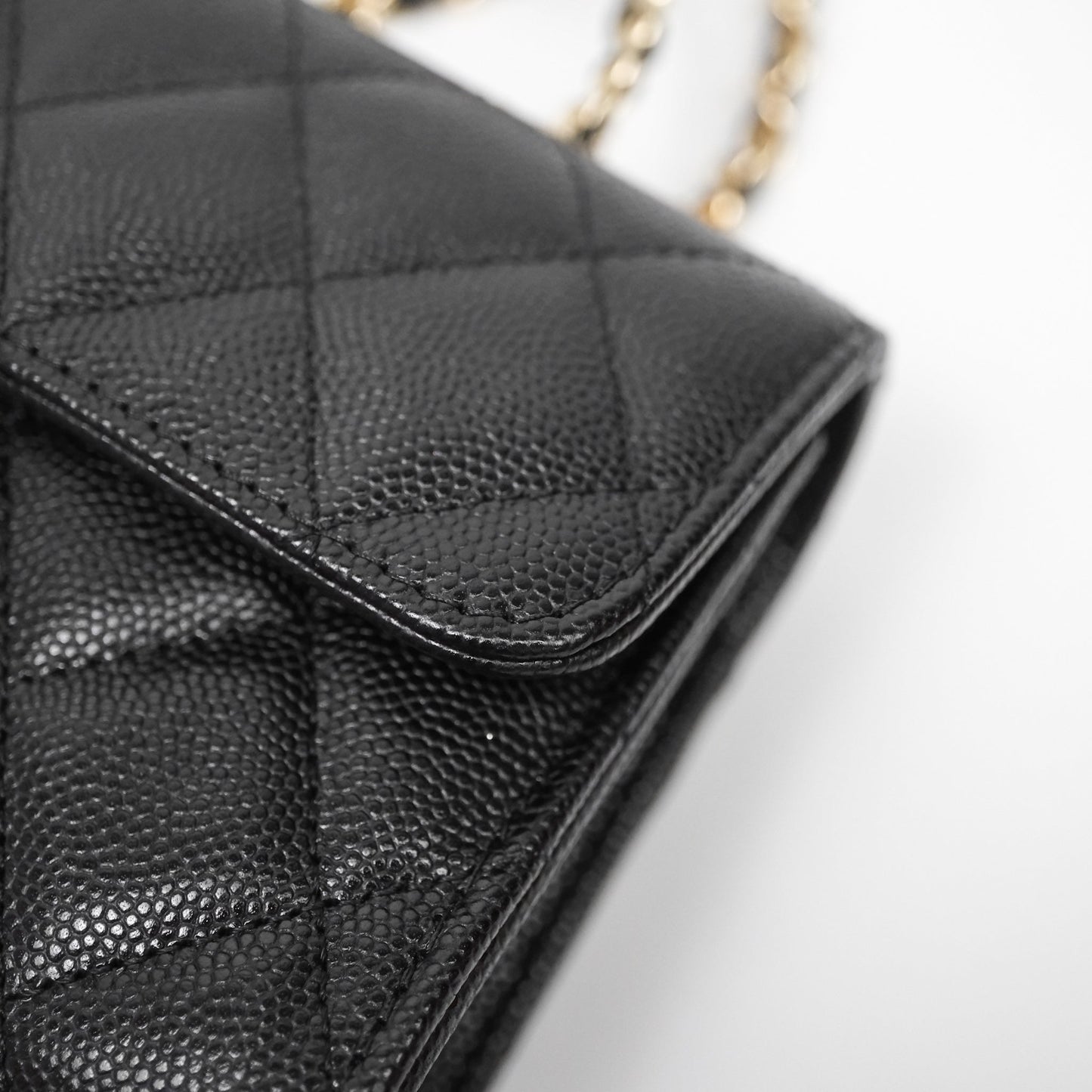 Chanel Clutch With Chain Black Caviar Gold Hardware