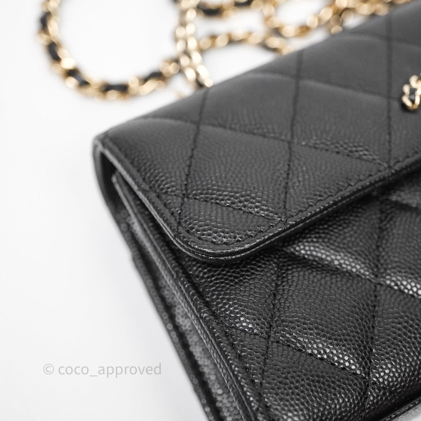 Chanel Clutch With Chain Black Caviar Gold Hardware