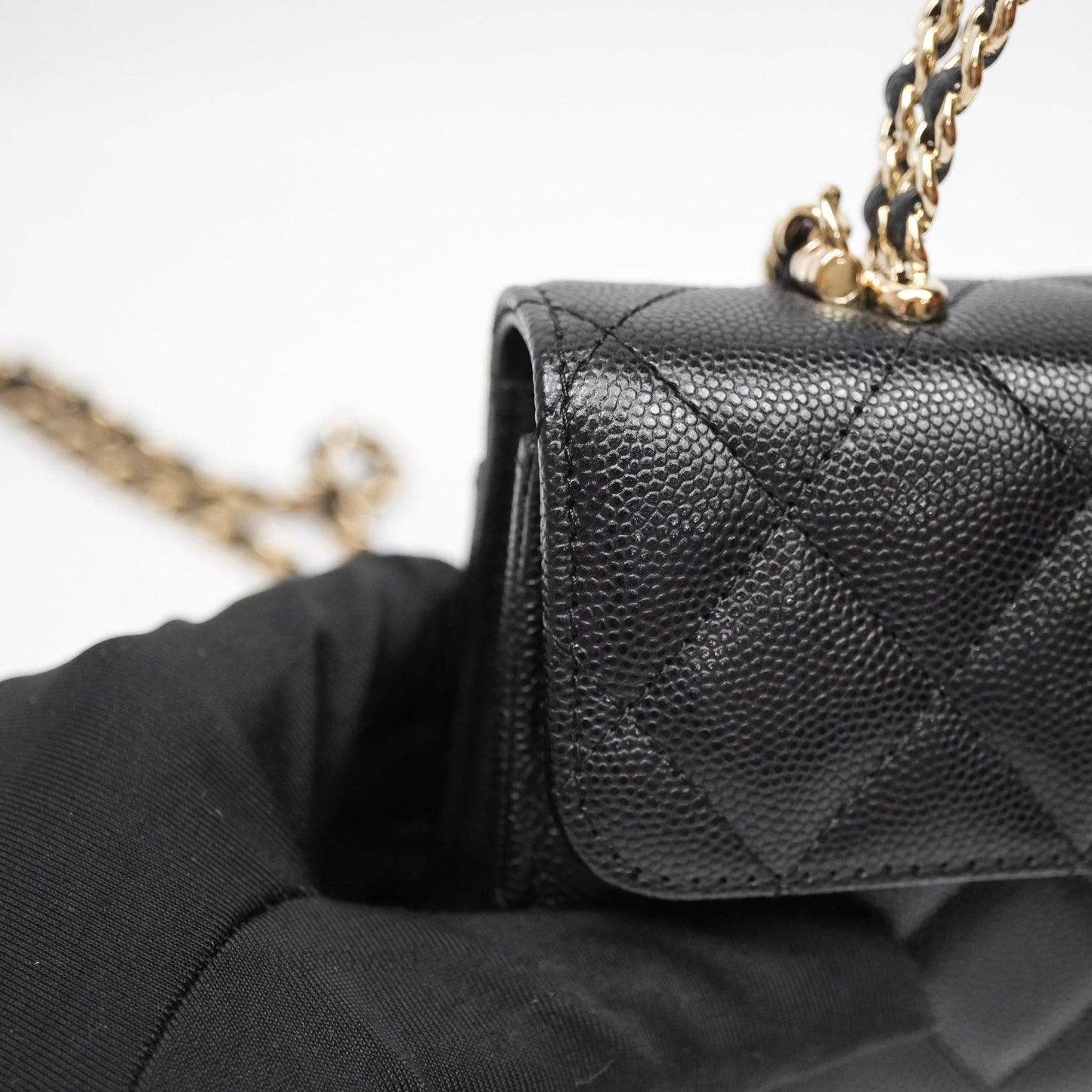 Chanel Clutch With Chain Black Caviar Gold Hardware