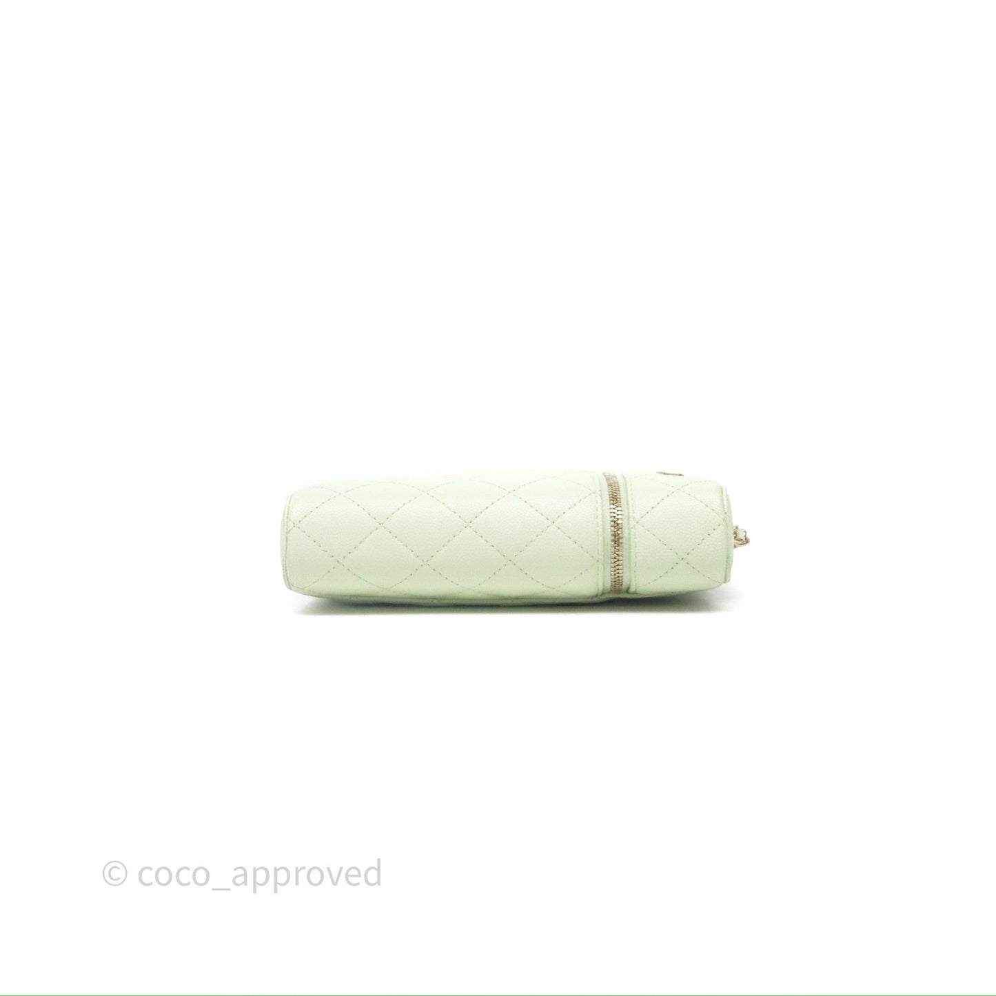 Chanel Vanity Phone Holder With Chain Light Mint Green Caviar Gold Hardware