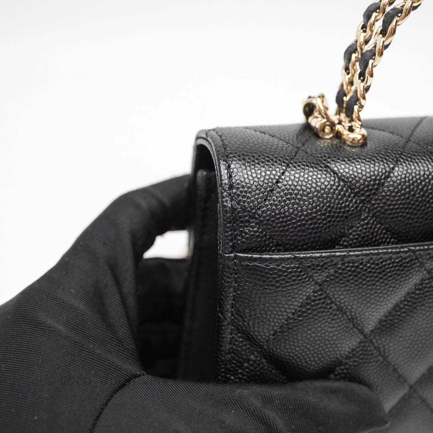 Chanel Clutch With Chain Black Caviar Gold Hardware