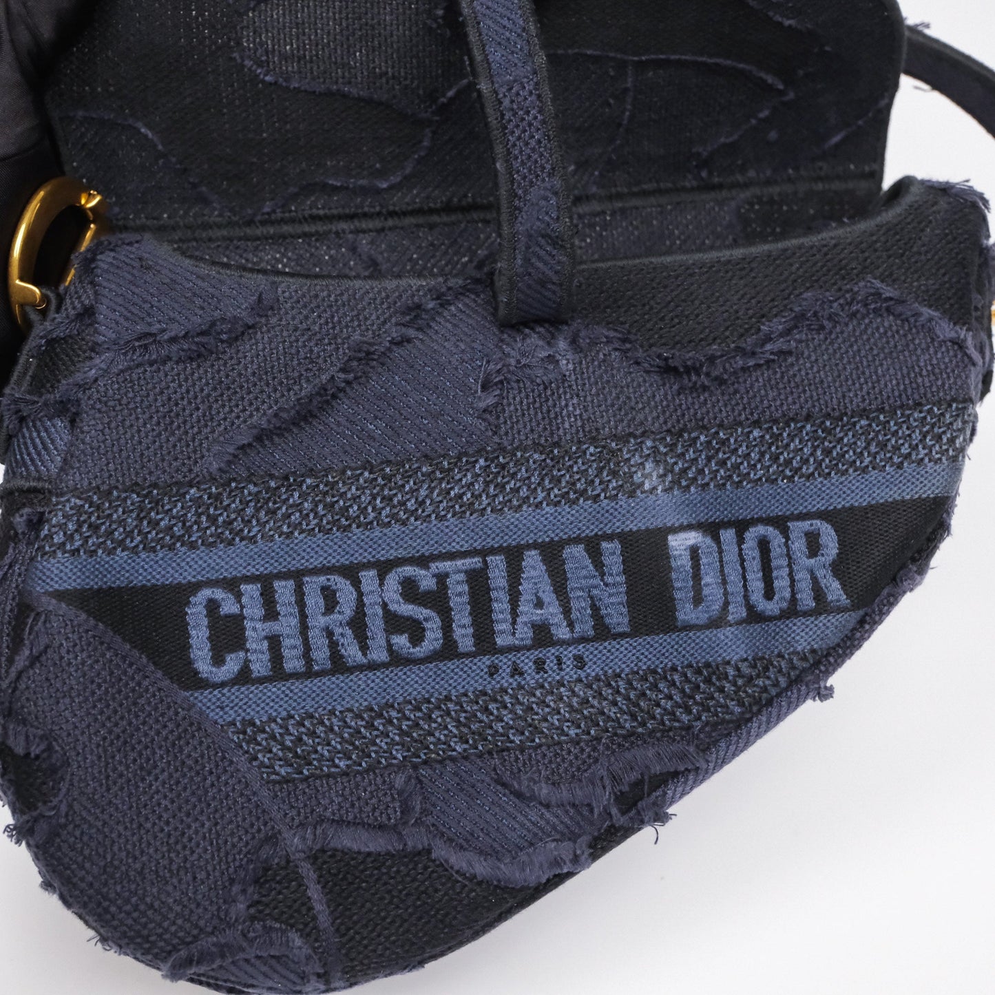 Christian Dior Saddle Navy Camouflage Canvas Embroidered