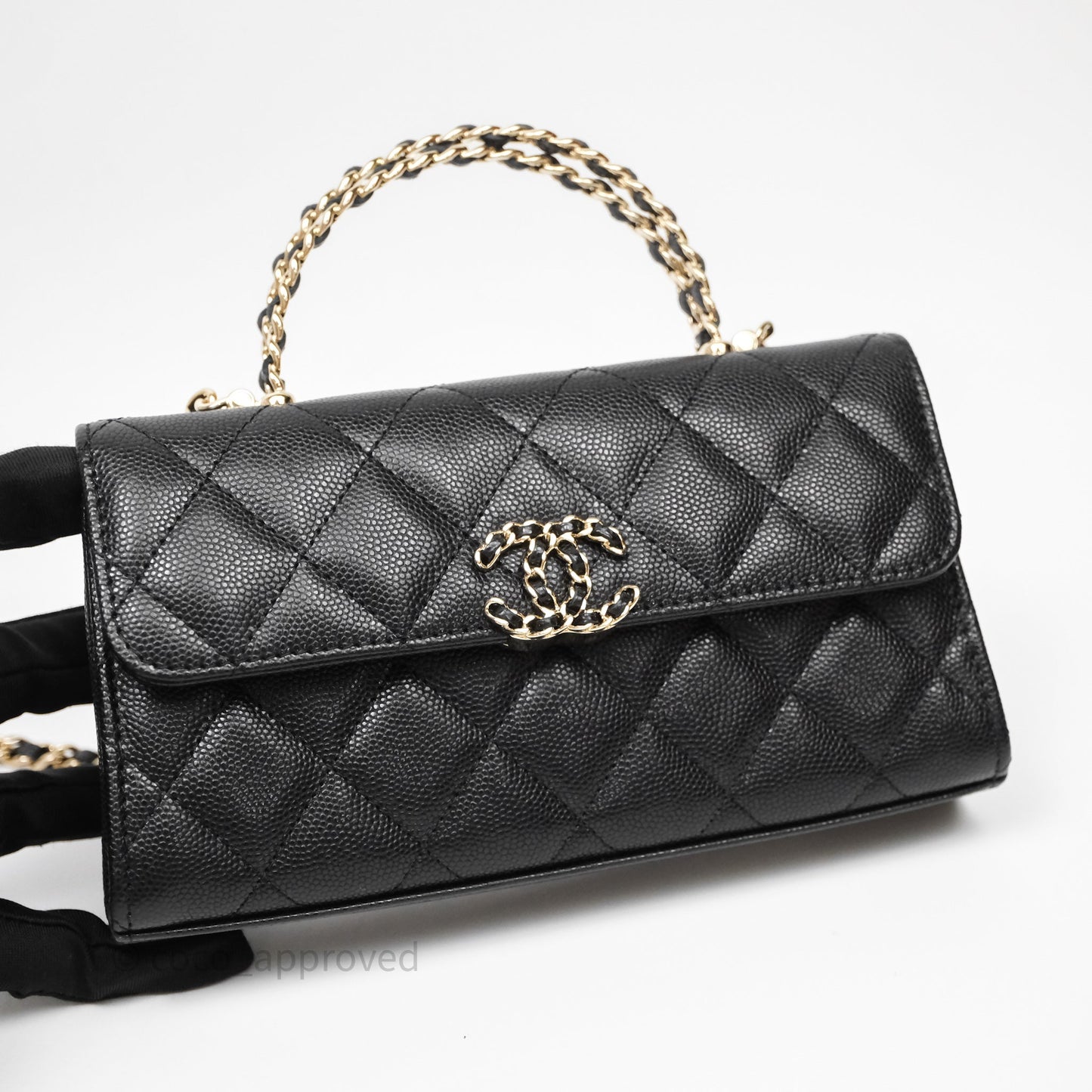 Chanel Clutch With Chain Black Caviar Gold Hardware