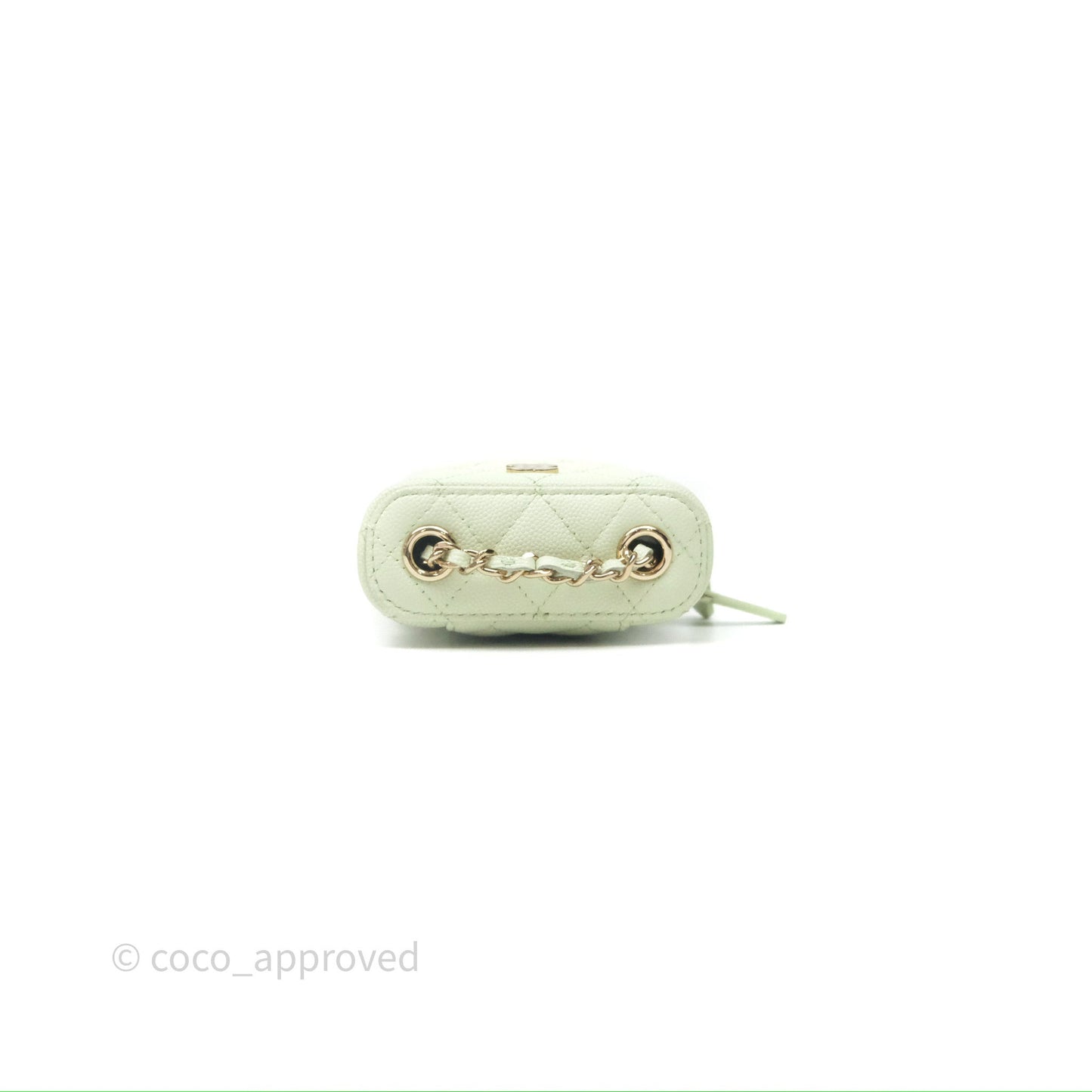 Chanel Vanity Phone Holder With Chain Light Mint Green Caviar Gold Hardware