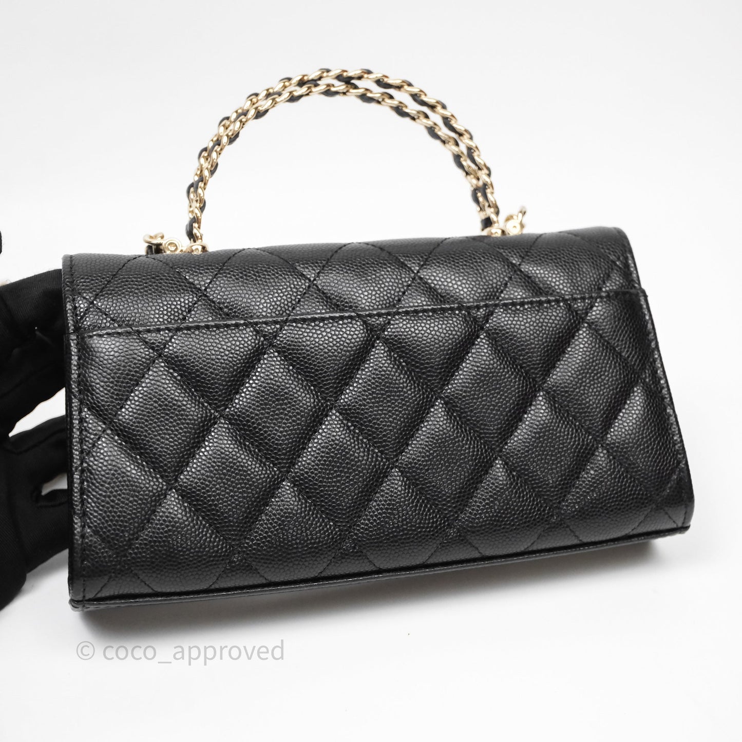 Chanel Clutch With Chain Black Caviar Gold Hardware