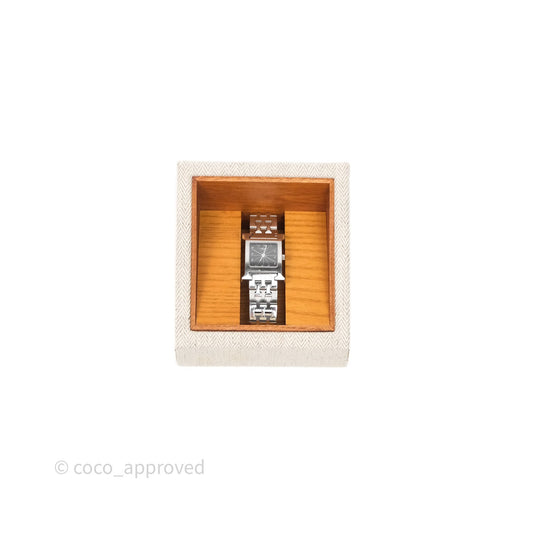 Hermes Heure H Watch Black Silver Hardware