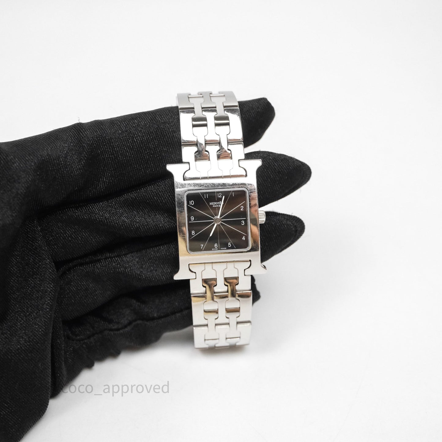 Hermes Heure H Watch Black Silver Hardware