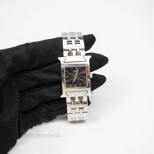 Hermes Heure H Watch Black Silver Hardware